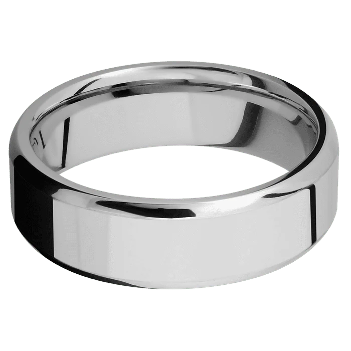7mm wide Beveled Palladium Silver Ring with Polish Finish - Image 3