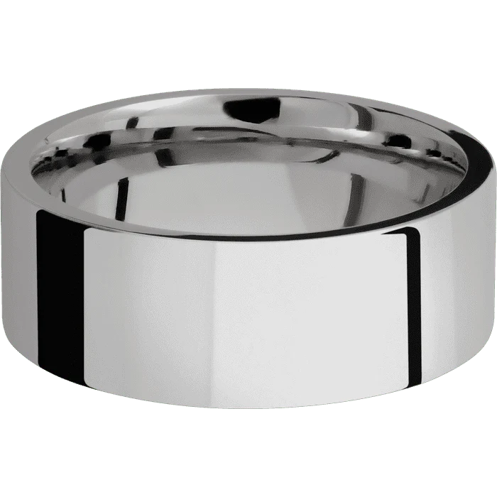 8mm wide Flat Titanium Ring with Polish Finish - Image 3