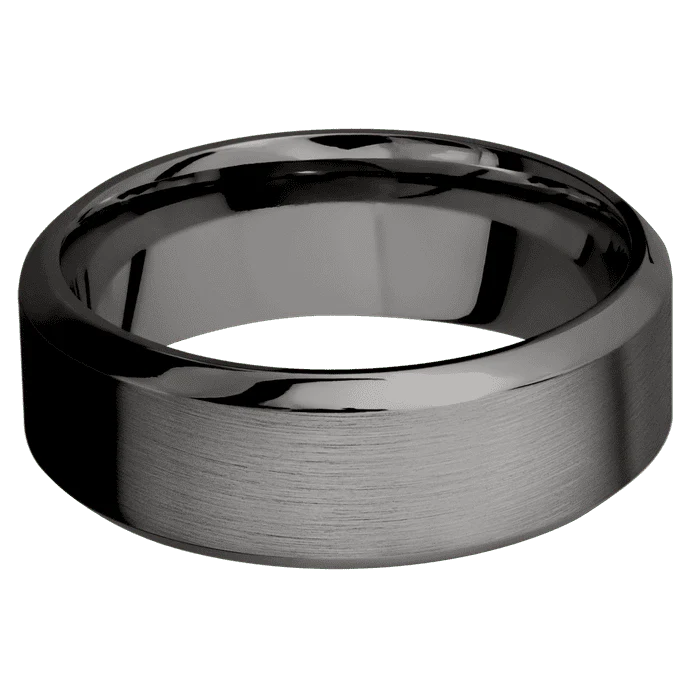 8mm wide High Bevel Darkened Tantalum Ring with Satin Finish - Image 3