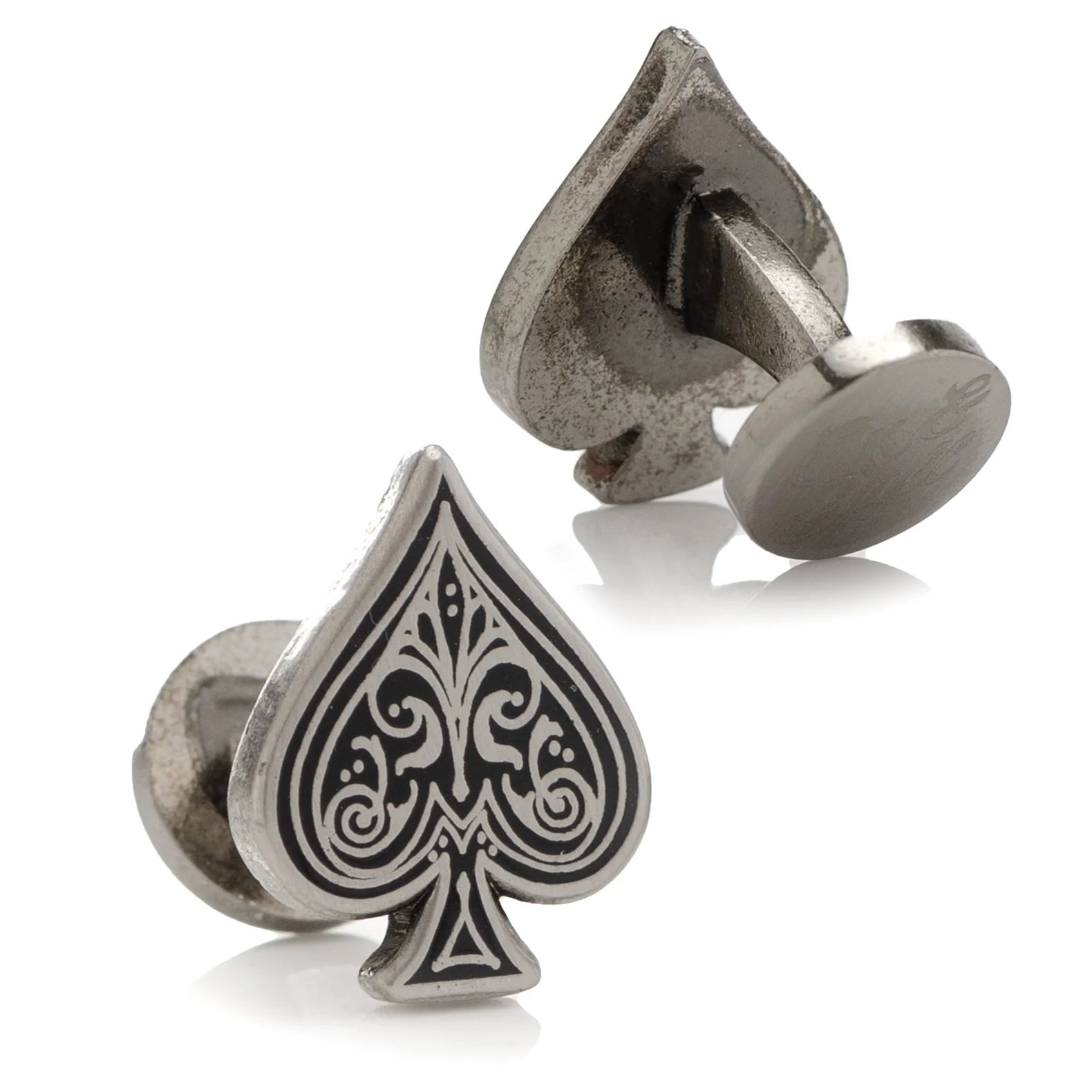 Ace of Spades Antique Silver Cufflinks - Image 2
