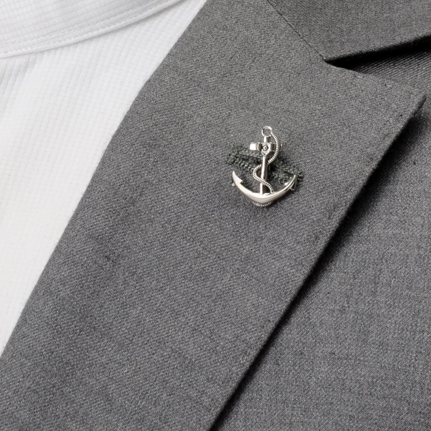 Anchor Sterling Silver 3D Lapel Pin - Image 4