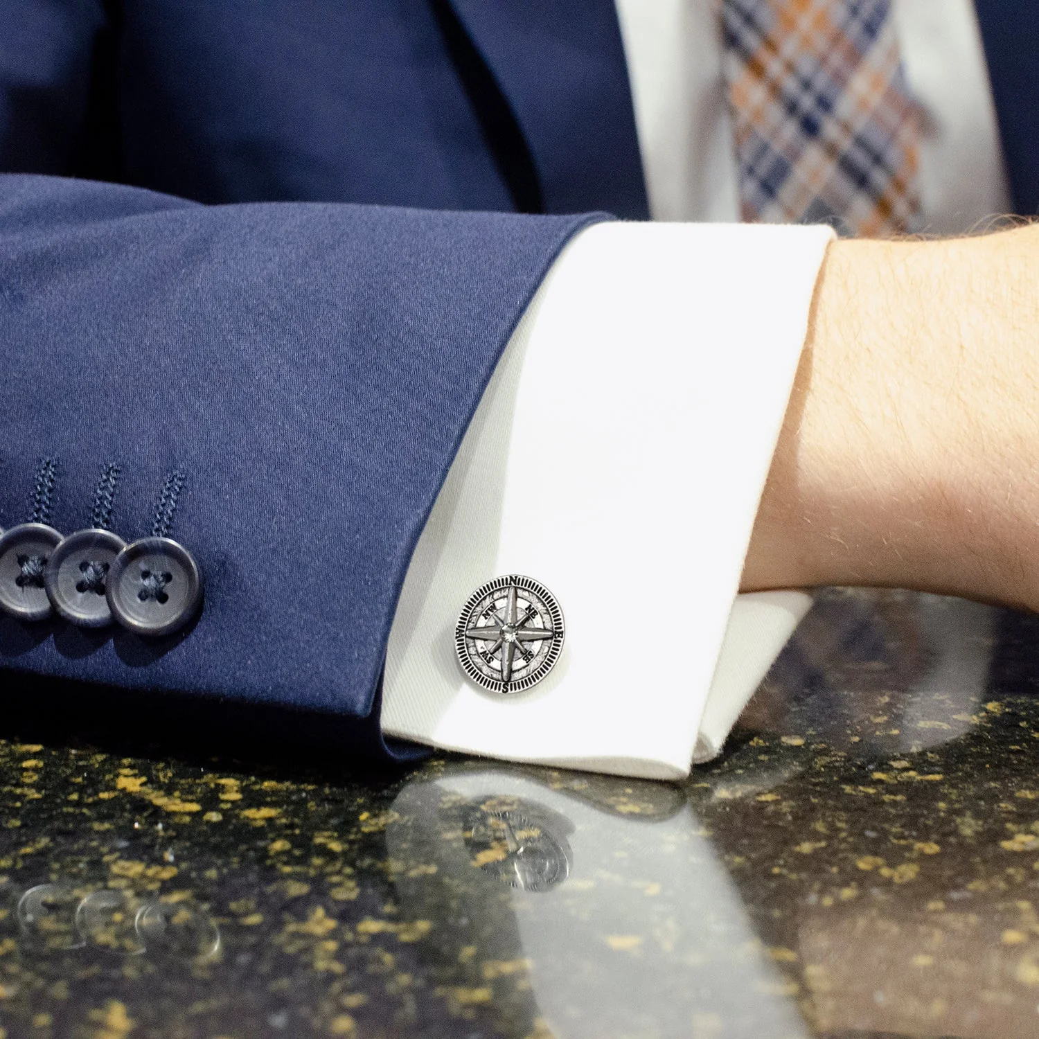 Antique Compass Stainless Steel Cufflinks - Image 5