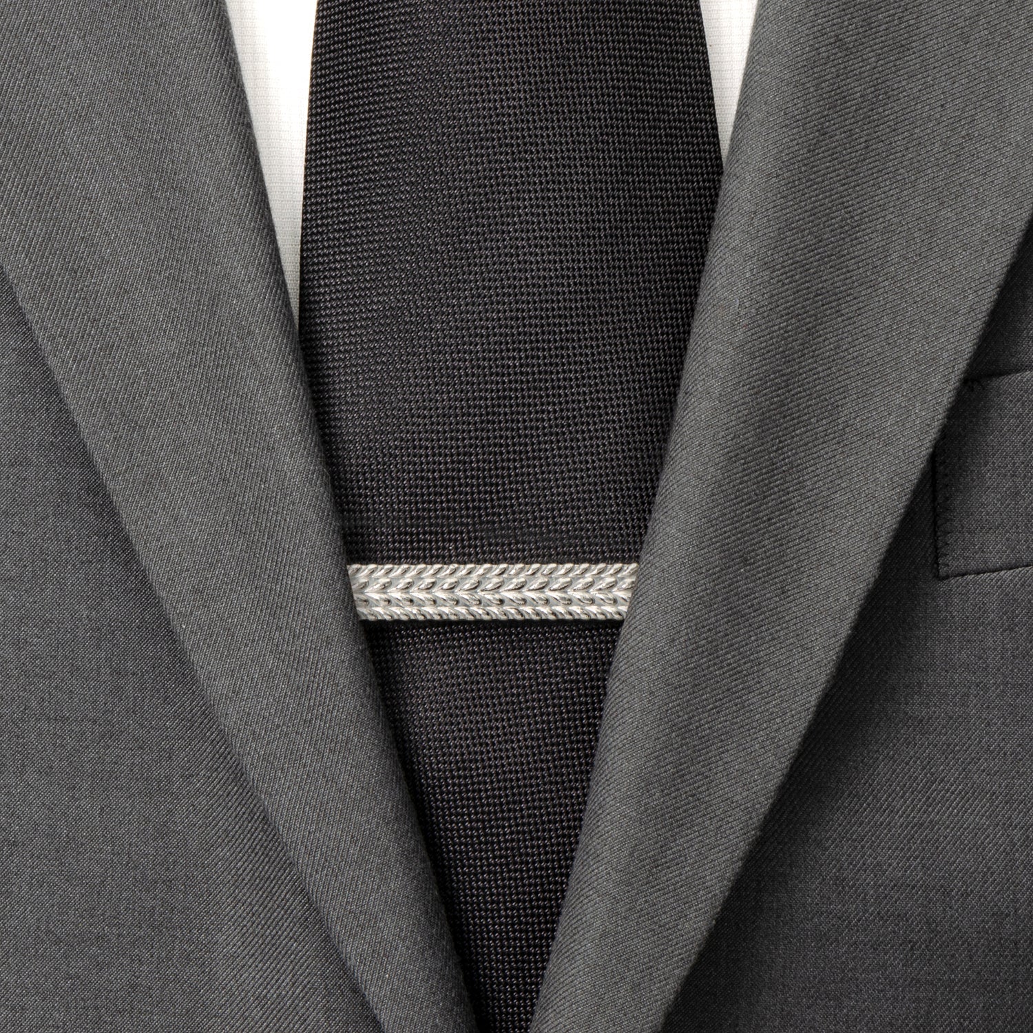 Antique Silver Herringbone Tie Clip - Image 2