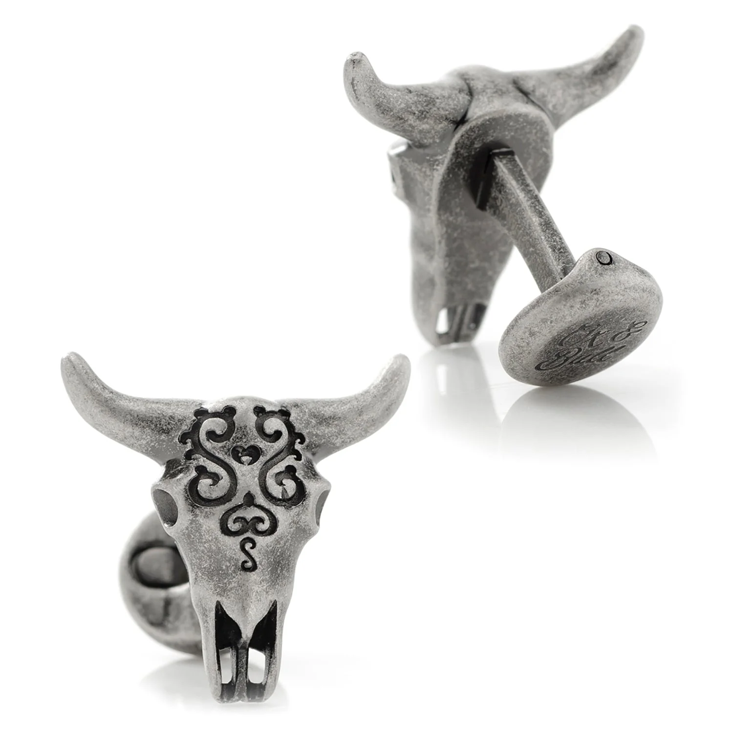Antique Stainless Steel Carved Cow's Skull - Image 2