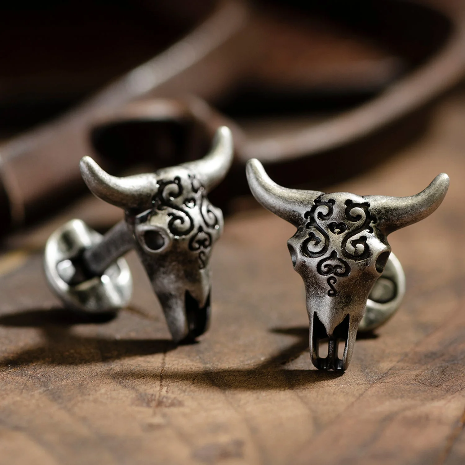 Antique Stainless Steel Carved Cow's Skull - Image 5