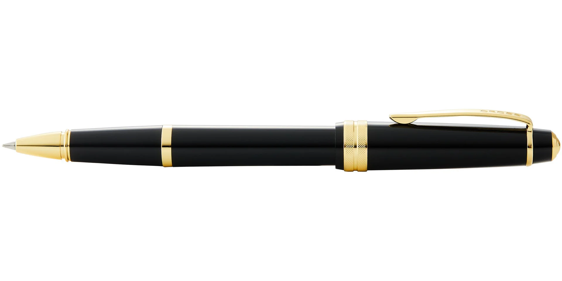 Bailey Light™ Polished Black Resin and Gold Tone Rollerball Pen - Image 4