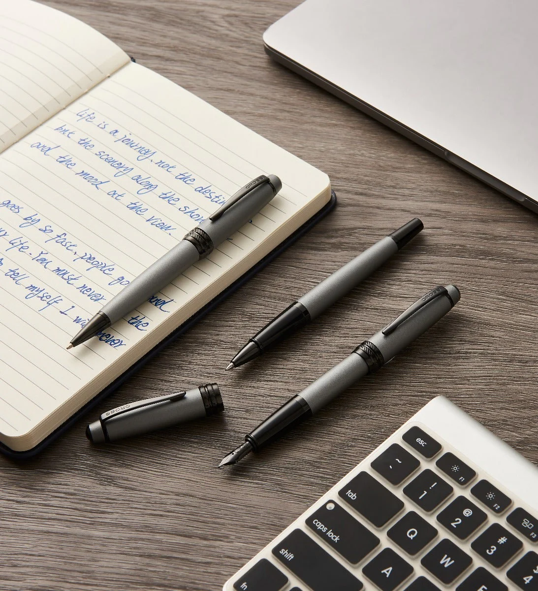 Bailey™ Matte Gray Lacquer Stainless Steel Extra-Fine Nib Fountain Pen - Image 8