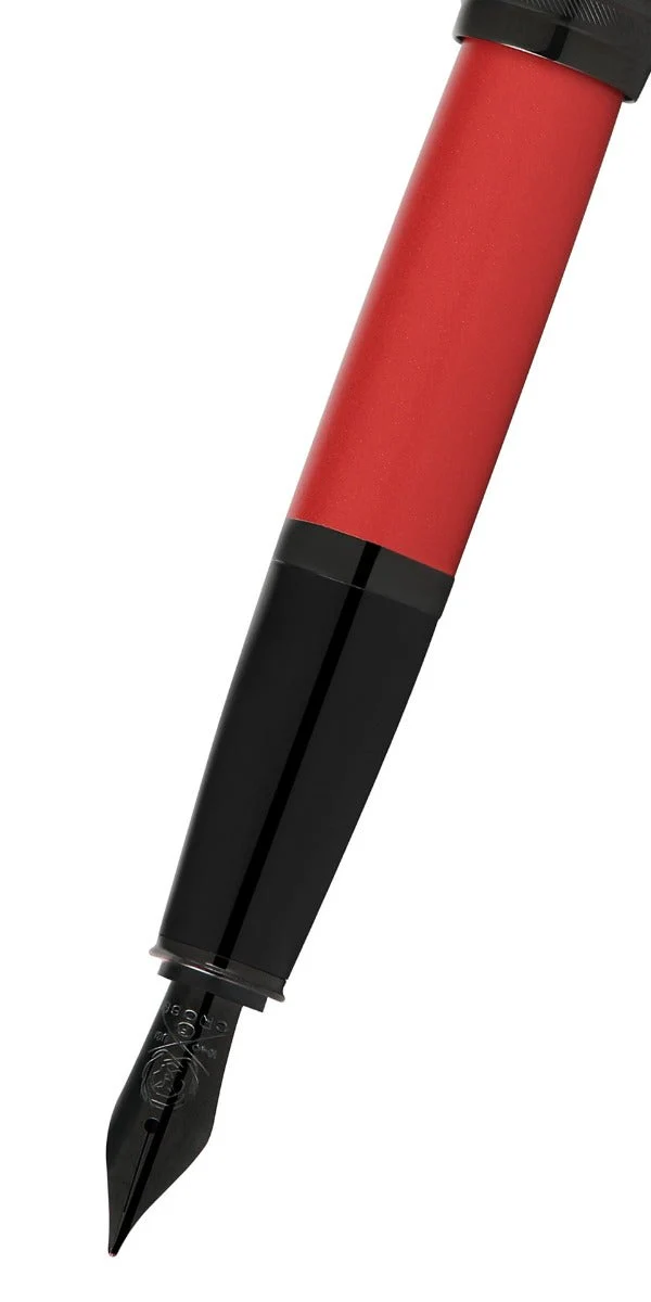 Bailey™ Matte Red Lacquer Stainless Steel Fine Nib Fountain Pen - Image 2