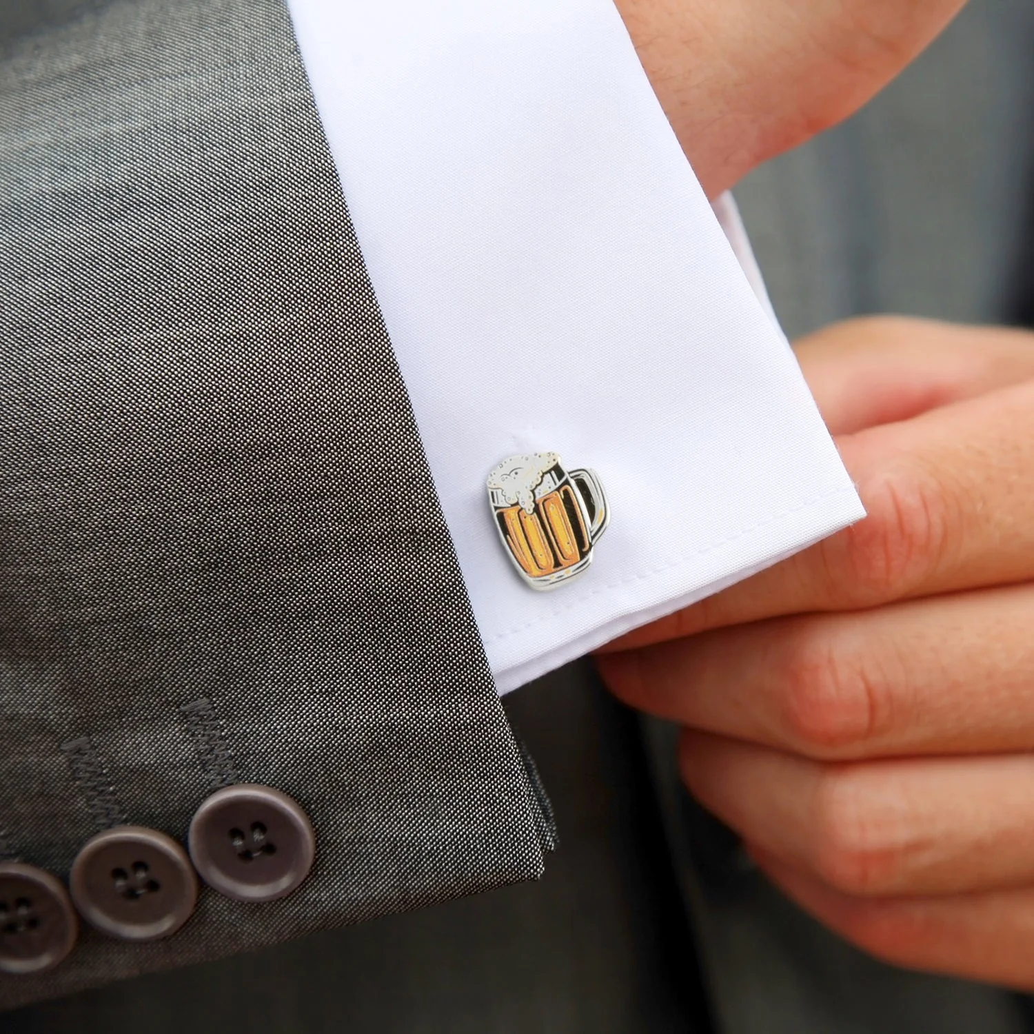 Beer Hidden Message Silver Cufflinks - Image 2