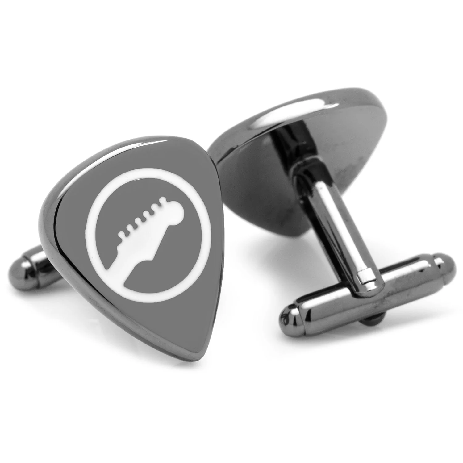 Black Guitar Pick Cufflinks - Image 2