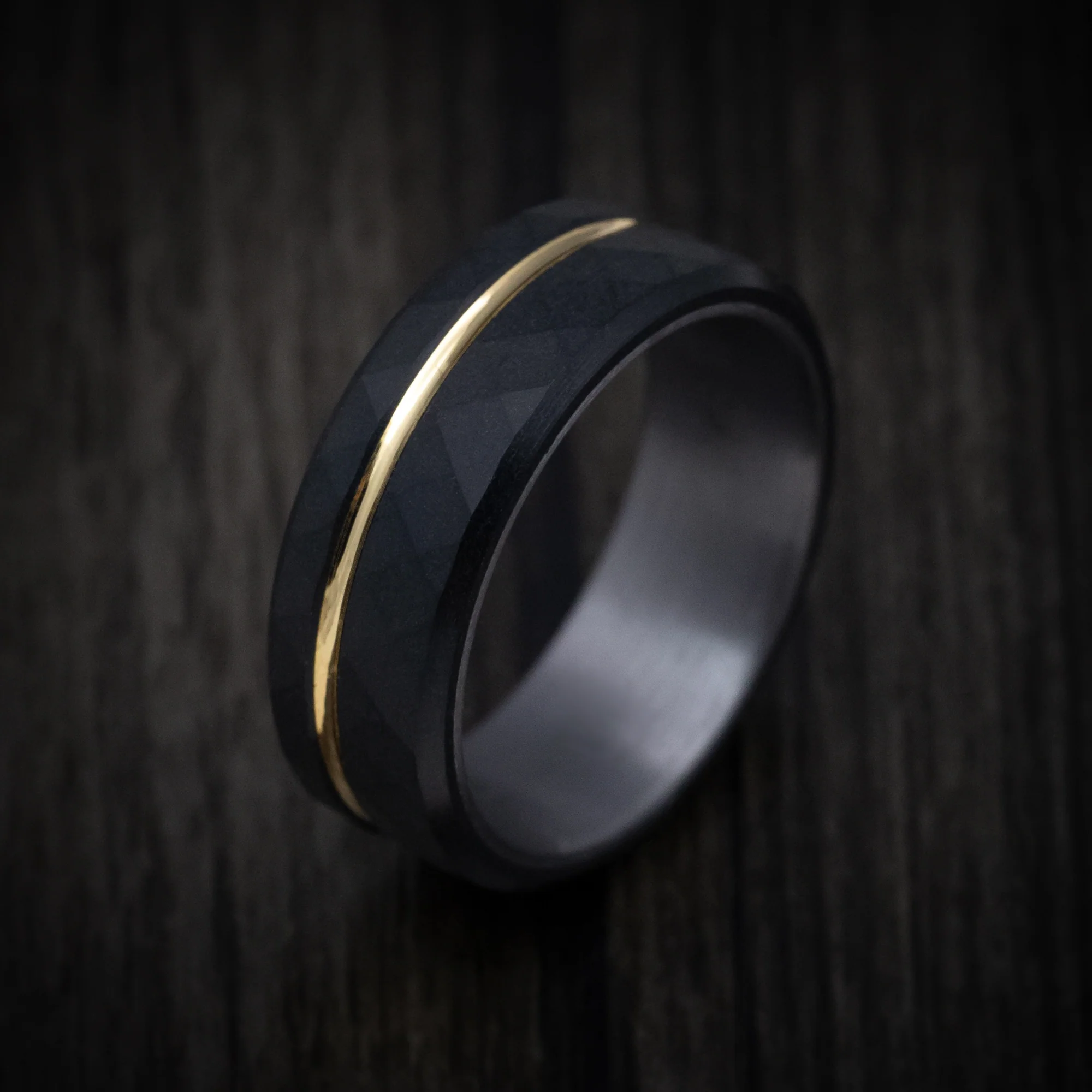 Black Titanium and 14K Gold Men's Ring with Tantalum Sleeve - Image 3