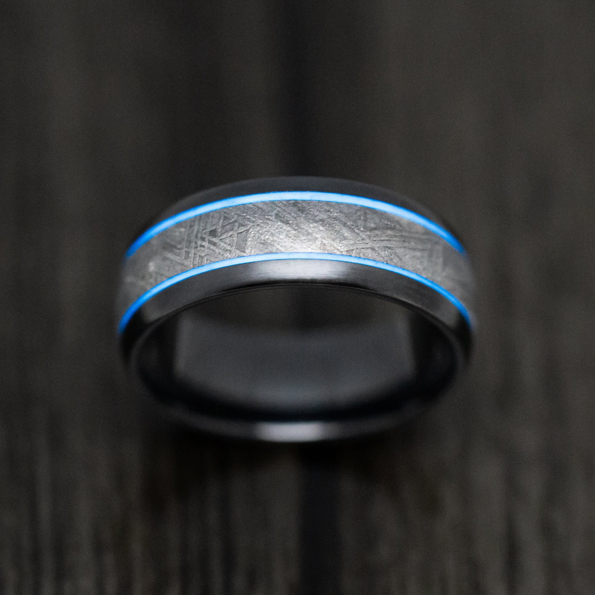 Black Titanium and Meteorite Men's Ring with Glow Inlays - Image 3