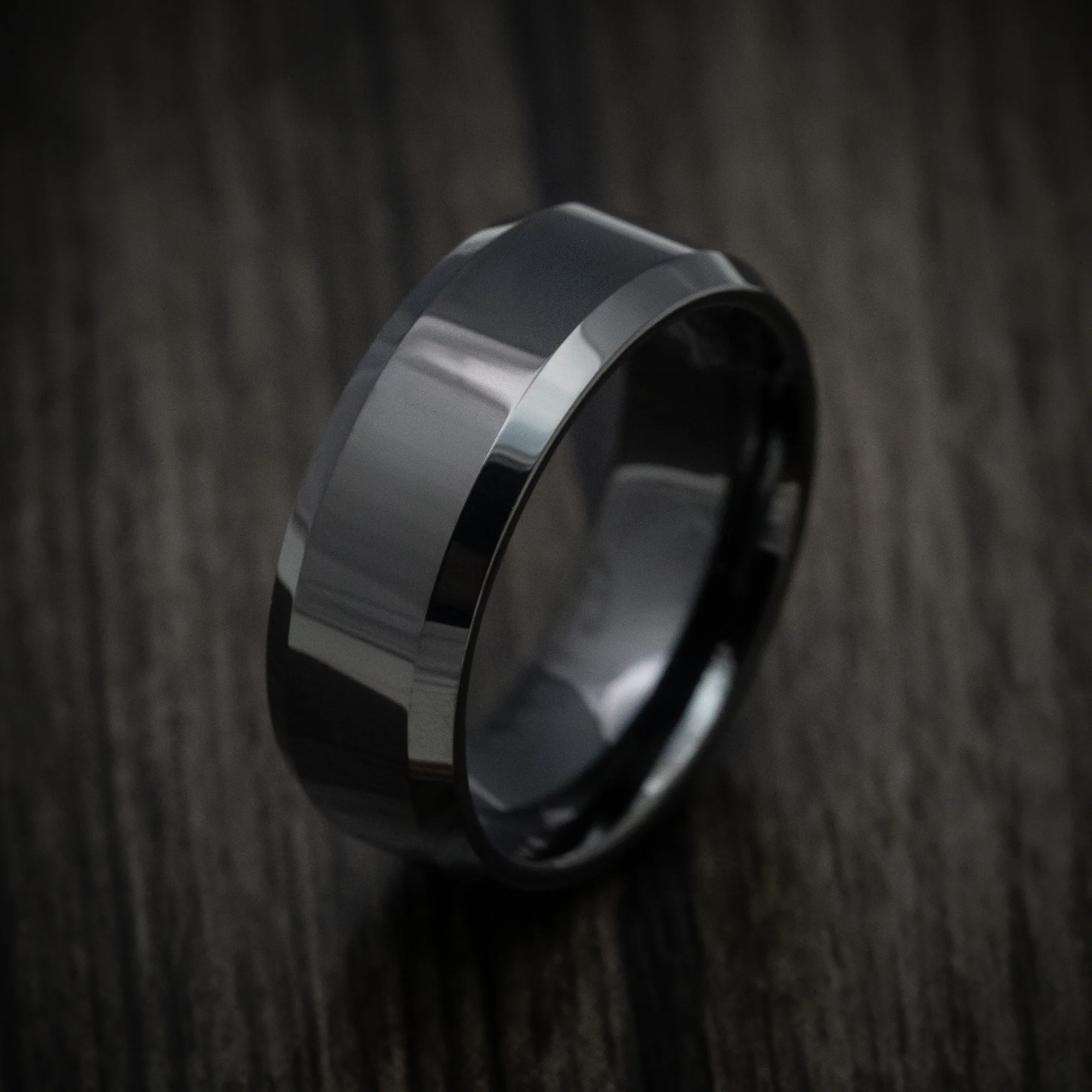 Black Tungsten Beveled Men's Ring - Image 4