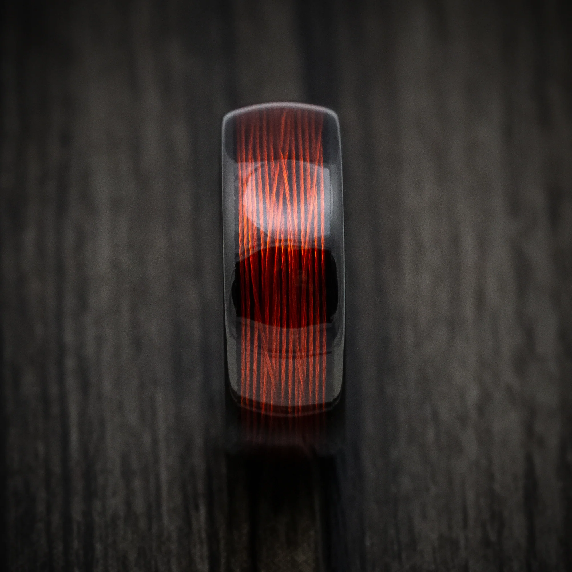 Black Tungsten Men's Ring with Red Wire Inlay Band - Image 3