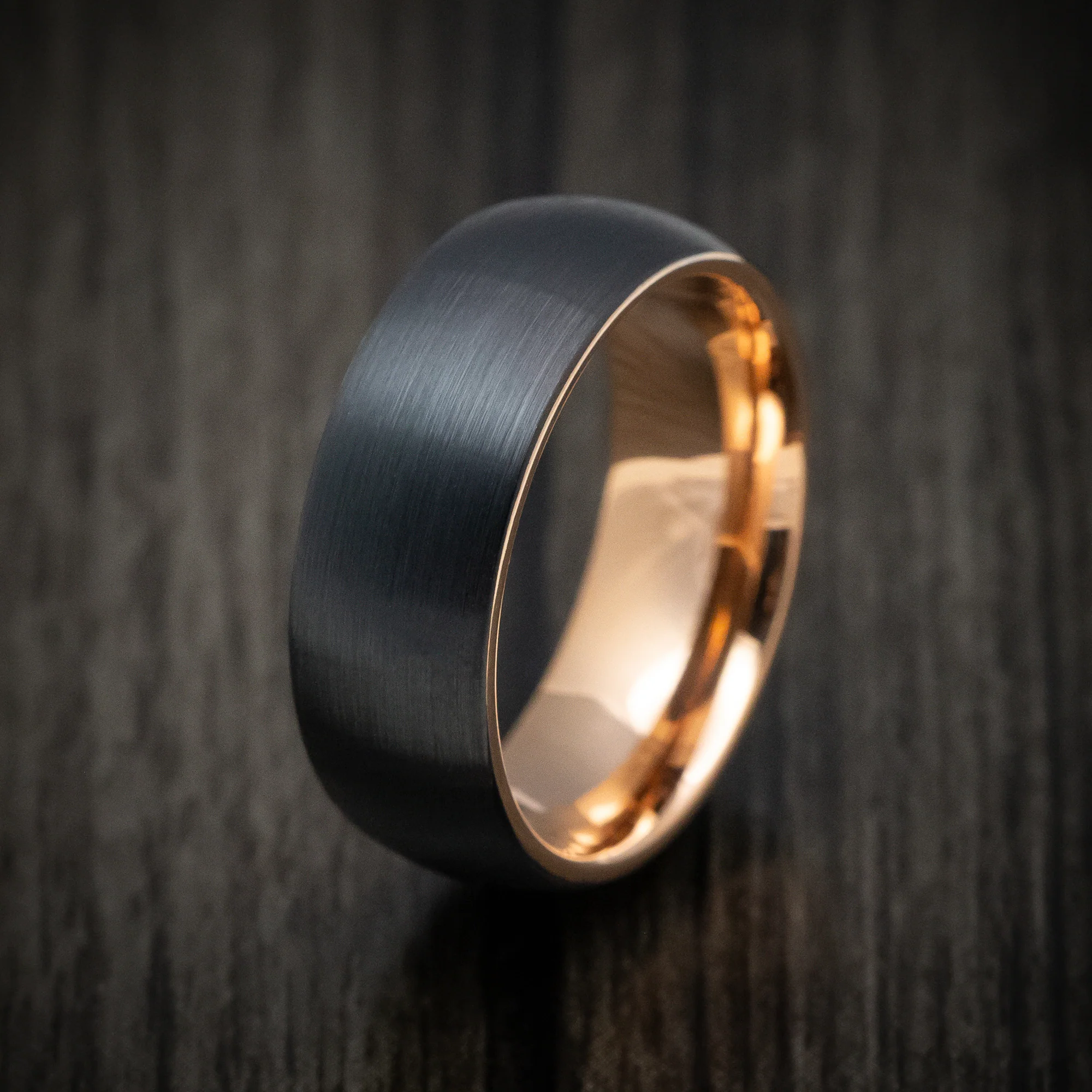 Black Tungsten Men's Ring with Golden Tungsten Sleeve Band - Image 4