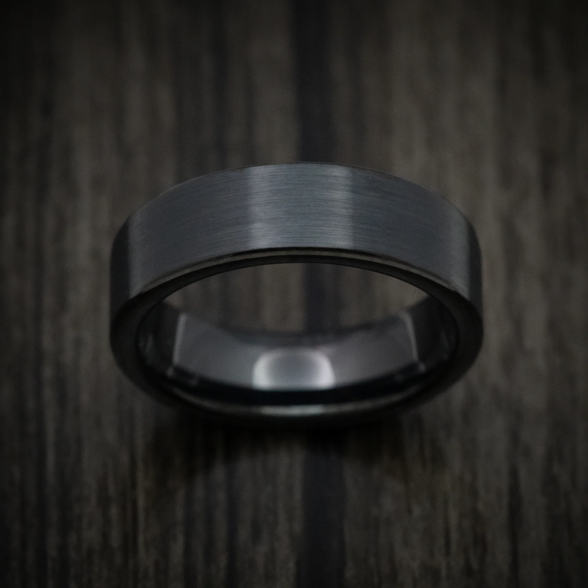 Black Tungsten Men's Ring with Satin Finish - Image 2