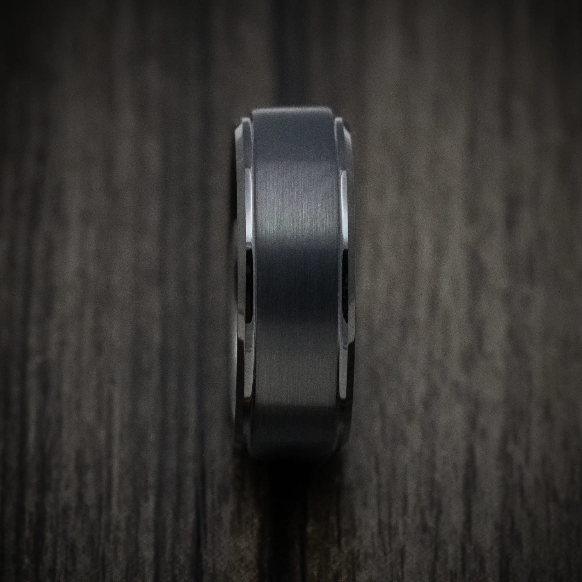 Black Tungsten Men's Ring with Satin Finish Band - Image 3