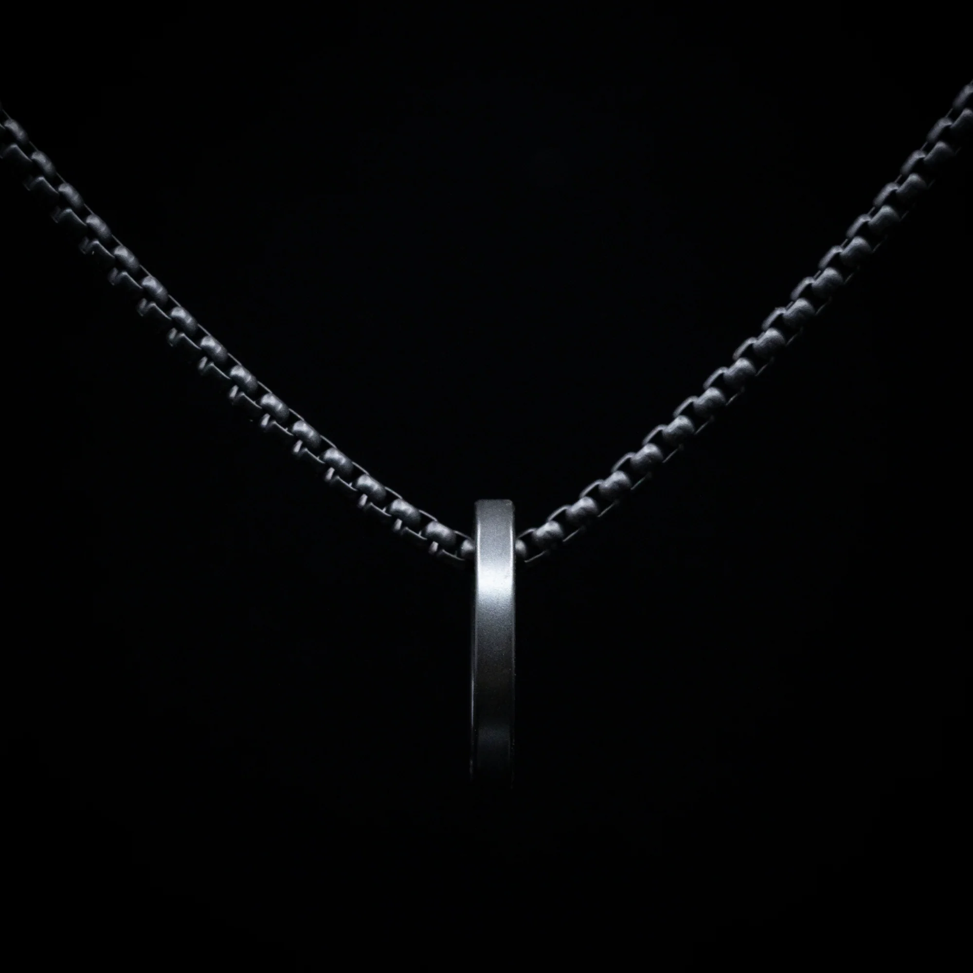Black Zirconium and Diamond Open Pendant and Chain - Image 3