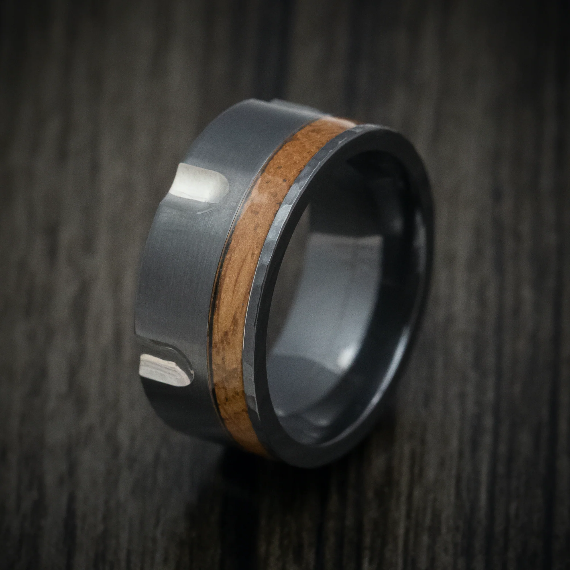 Black Zirconium and Wood Revolver Men's Ring Custom Made - Image 4