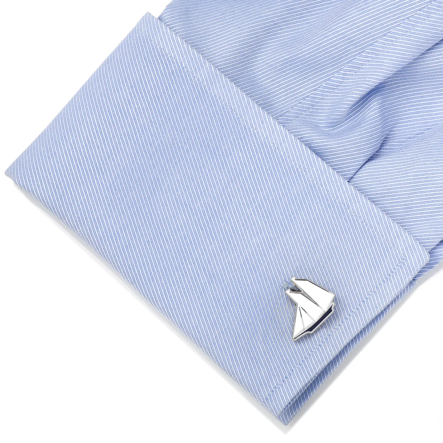 Blue and White Sailboat Cufflinks - Image 3