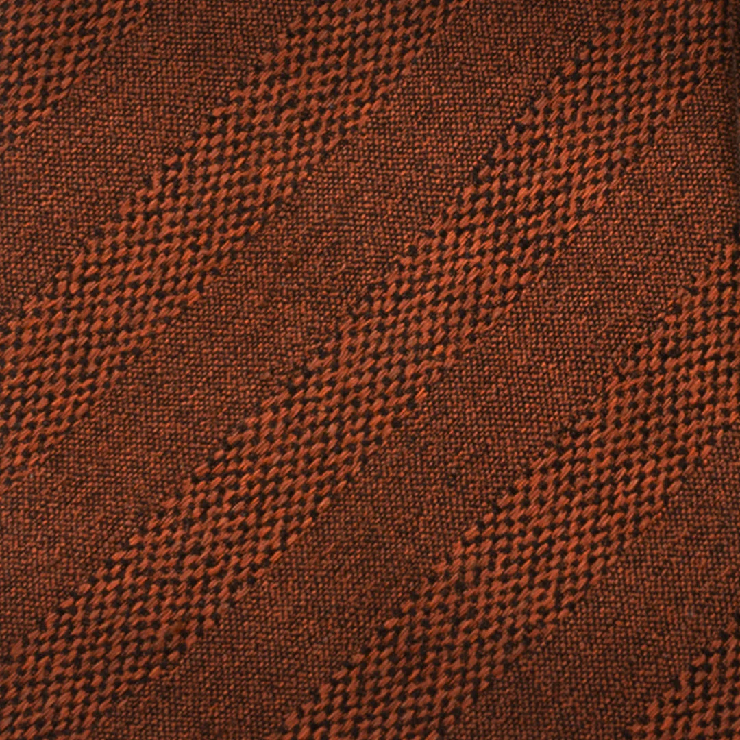 Burnt Sienna Tweed Striped Linen Men's Tie - Image 3