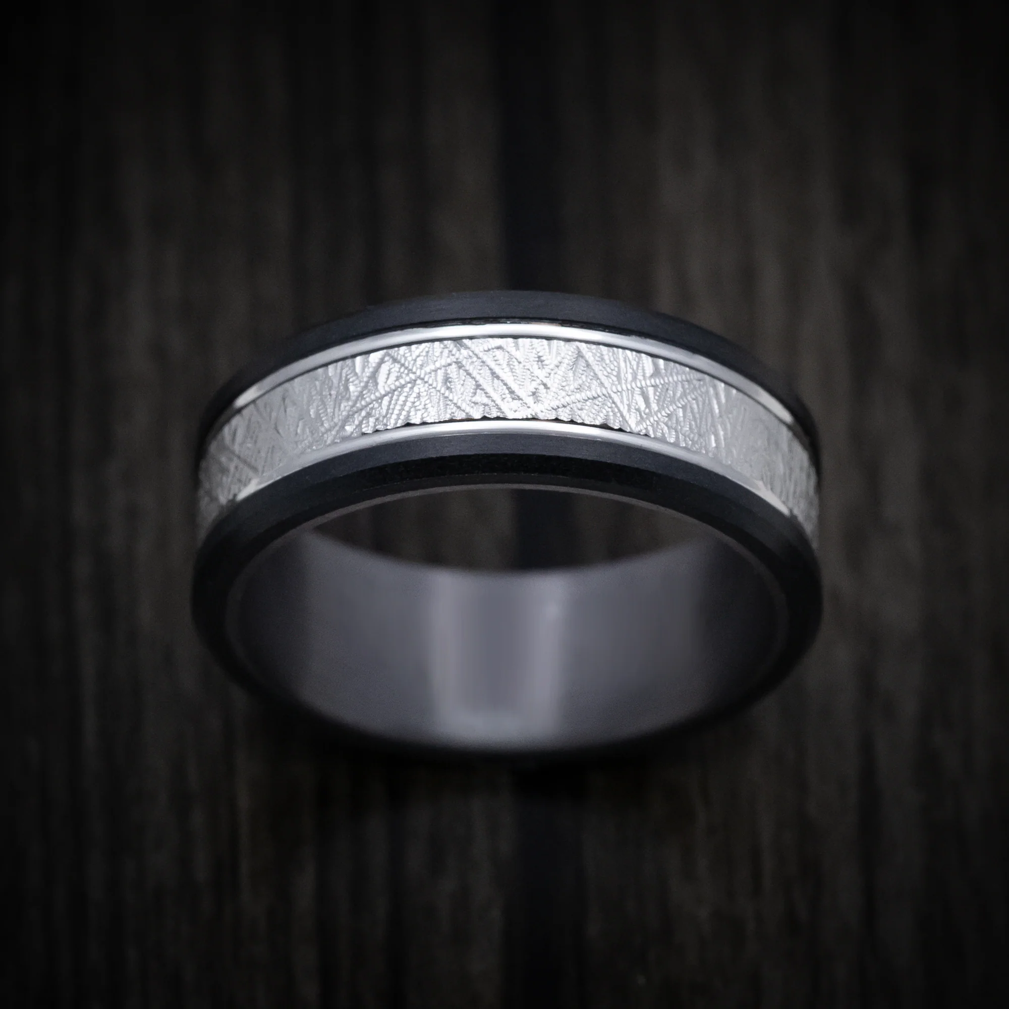 Carbon Fiber and 14K Gold Men's Ring with Tantalum Sleeve - Image 2