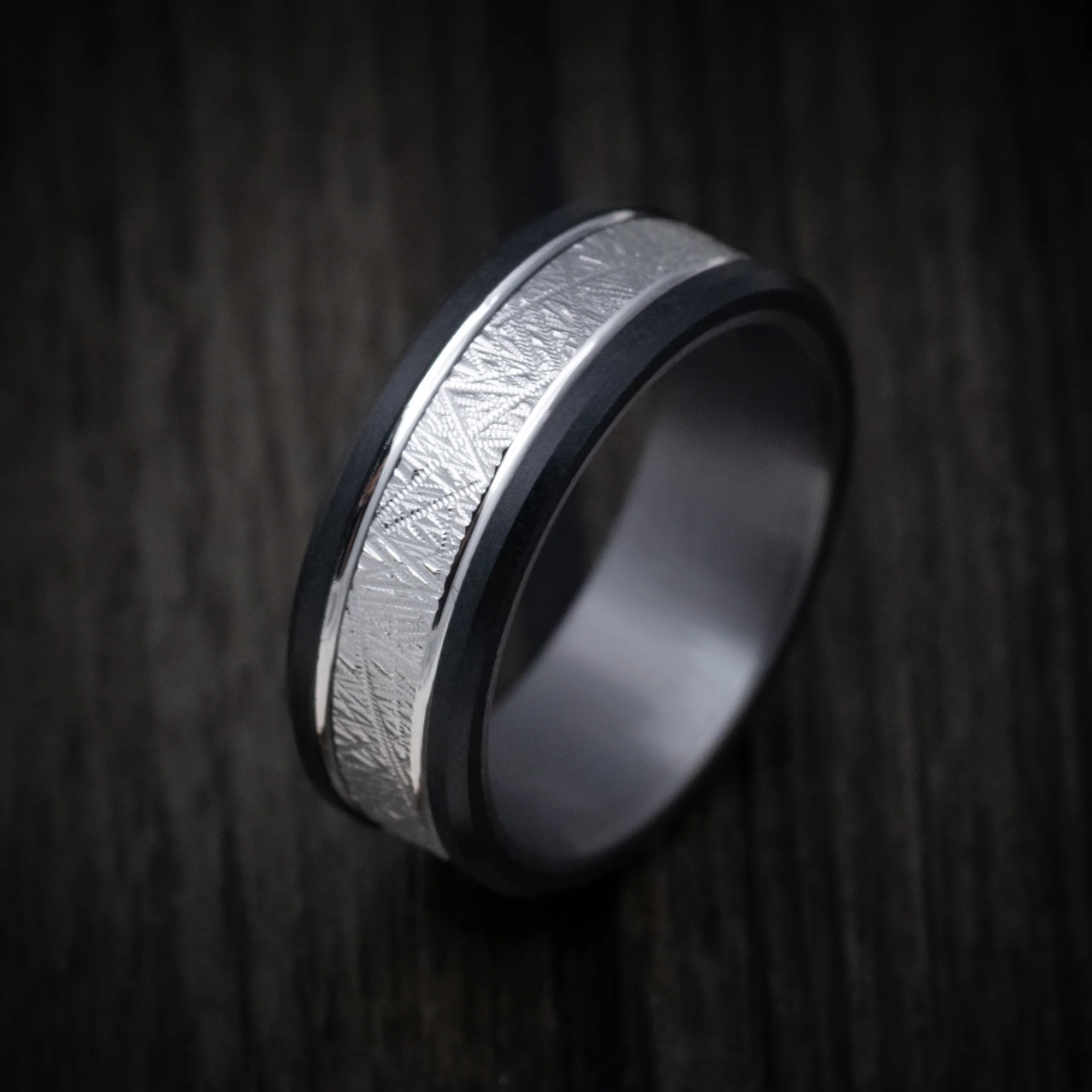 Carbon Fiber and 14K Gold Men's Ring with Tantalum Sleeve - Image 3