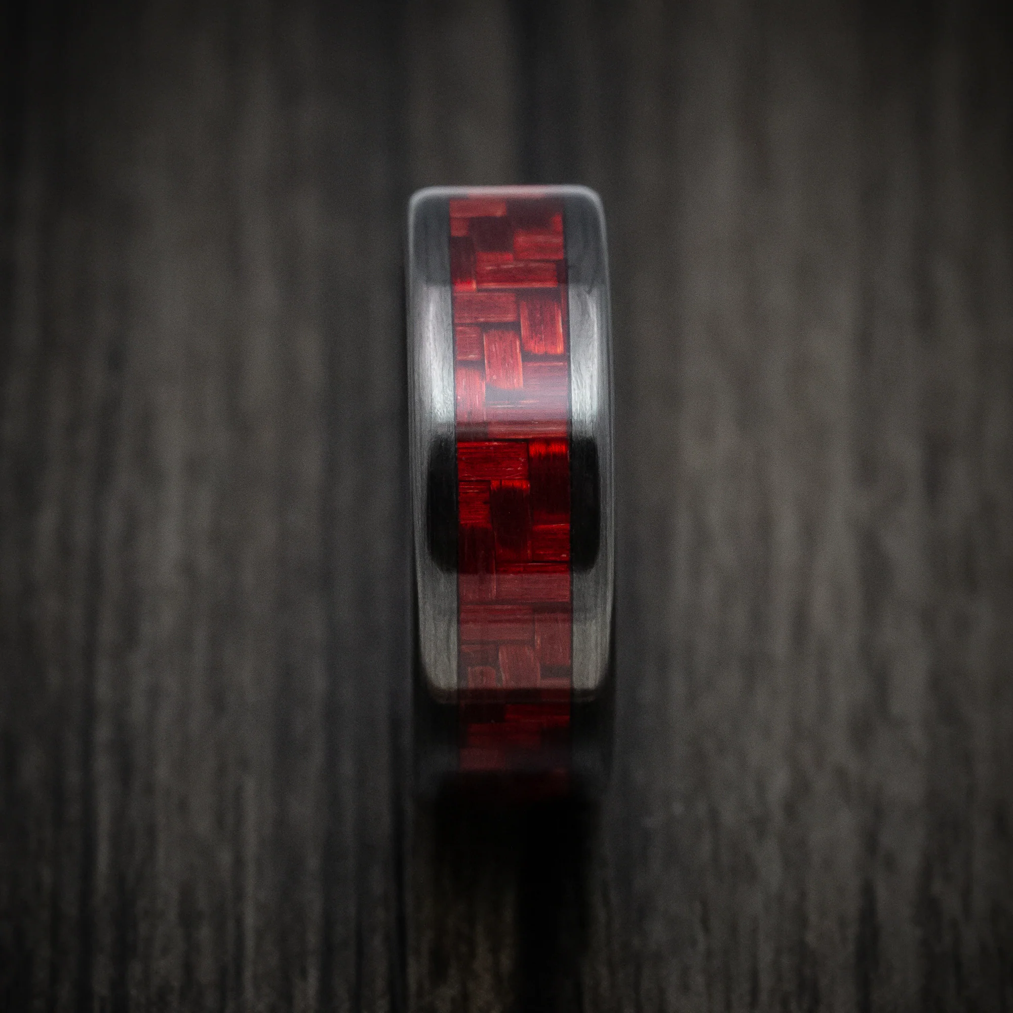 Carbon Fiber and Red Carbon Fiber Men's Ring - Image 3