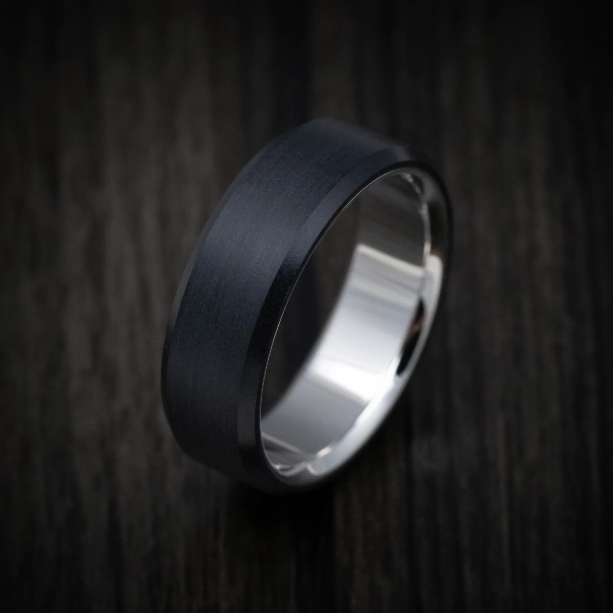 Carbon Fiber Men's Ring with 14K Gold Sleeve - Image 3