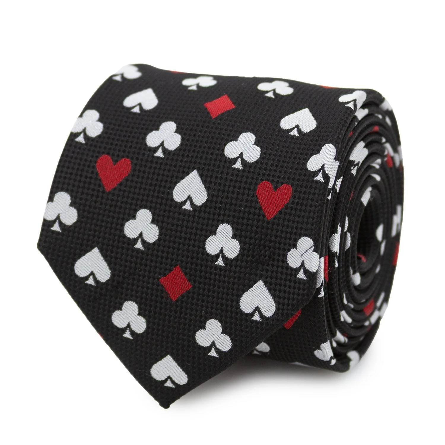 Card Suits Vegas Hidden Message Black Men's Tie - Image 3