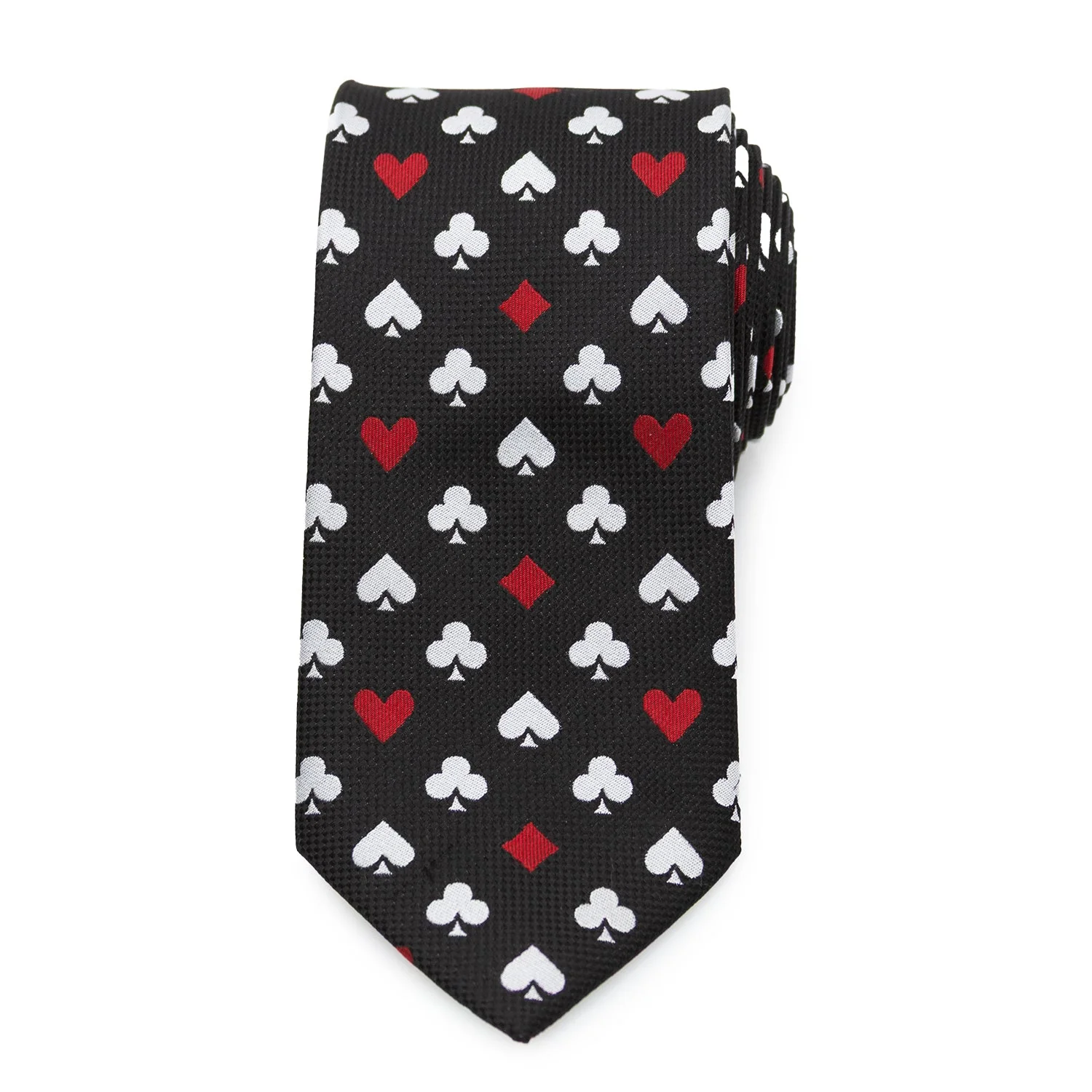 Card Suits Vegas Hidden Message Black Men's Tie - Image 4