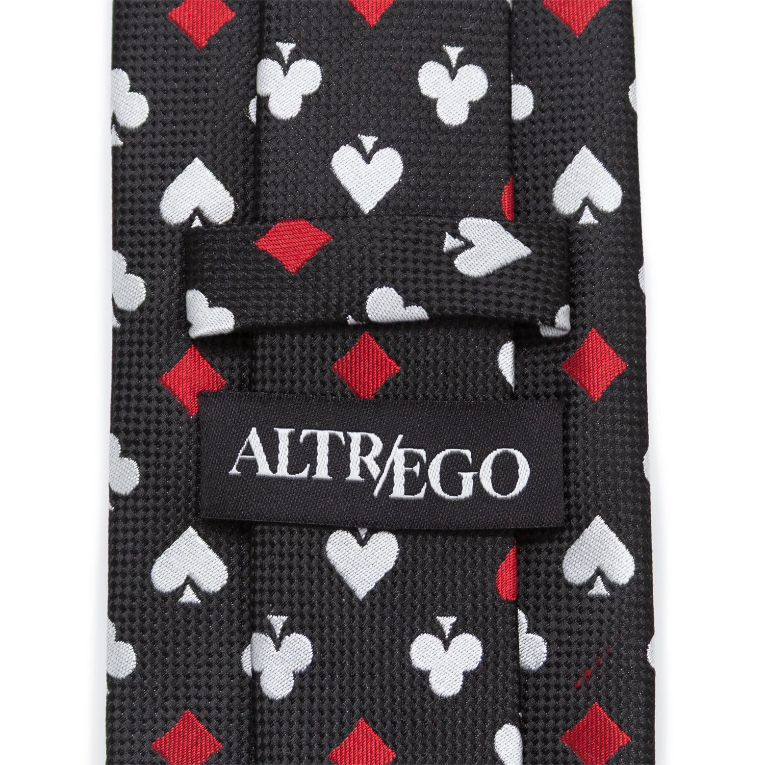 Card Suits Vegas Hidden Message Black Men's Tie - Image 5