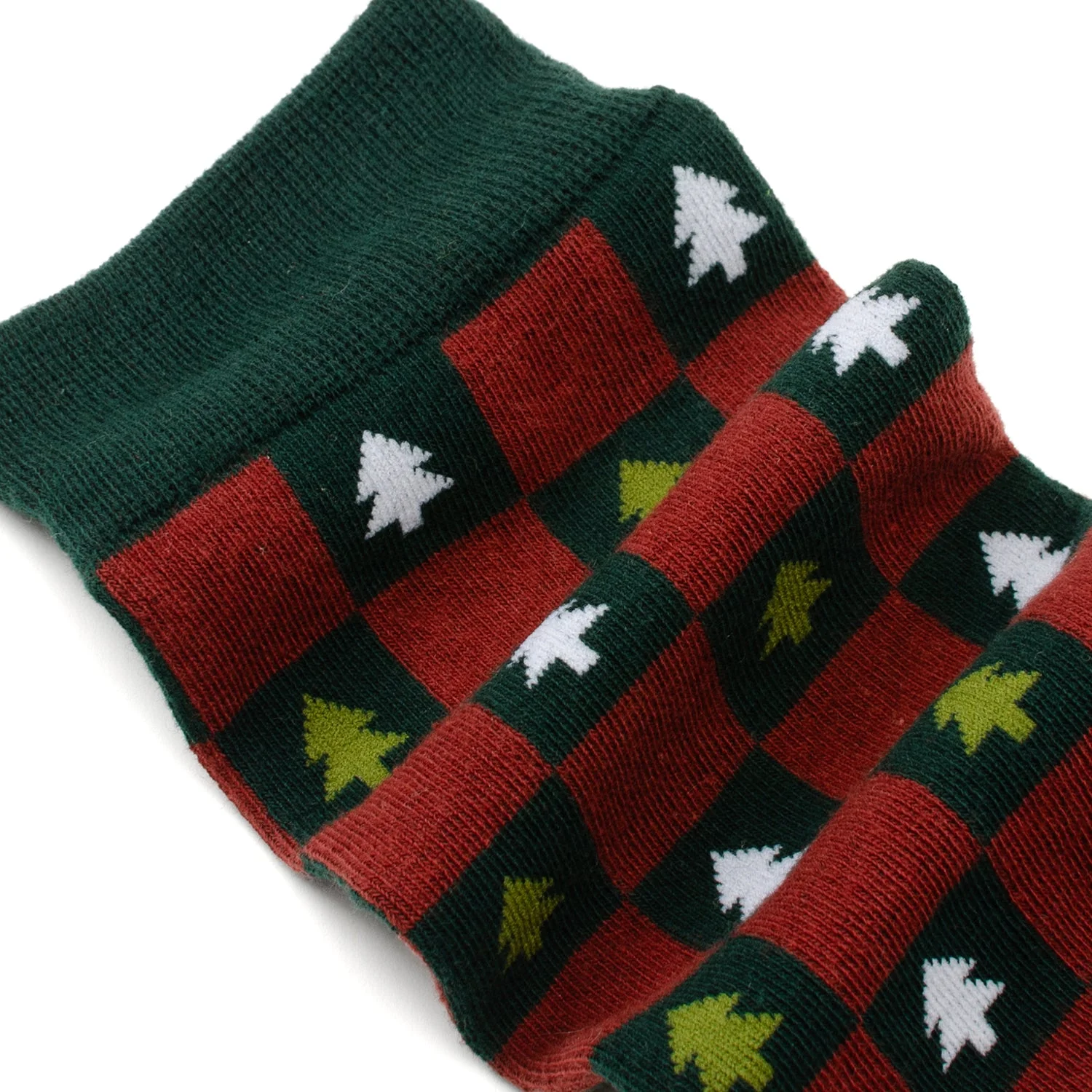 Christmas Tree Red Green Checkered Men's Socks - Image 4