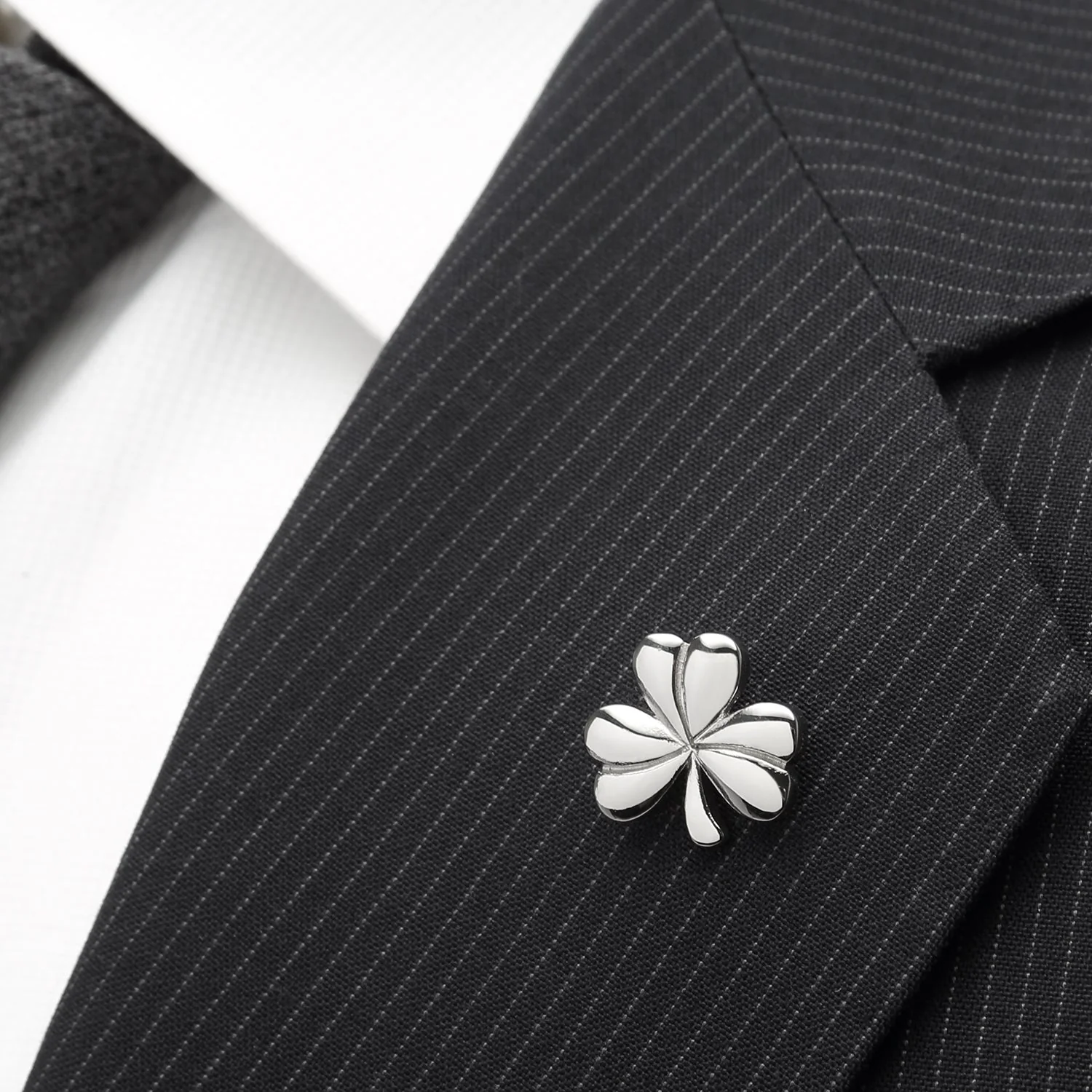 Clover Stainless Steel Lapel Pin - Image 4