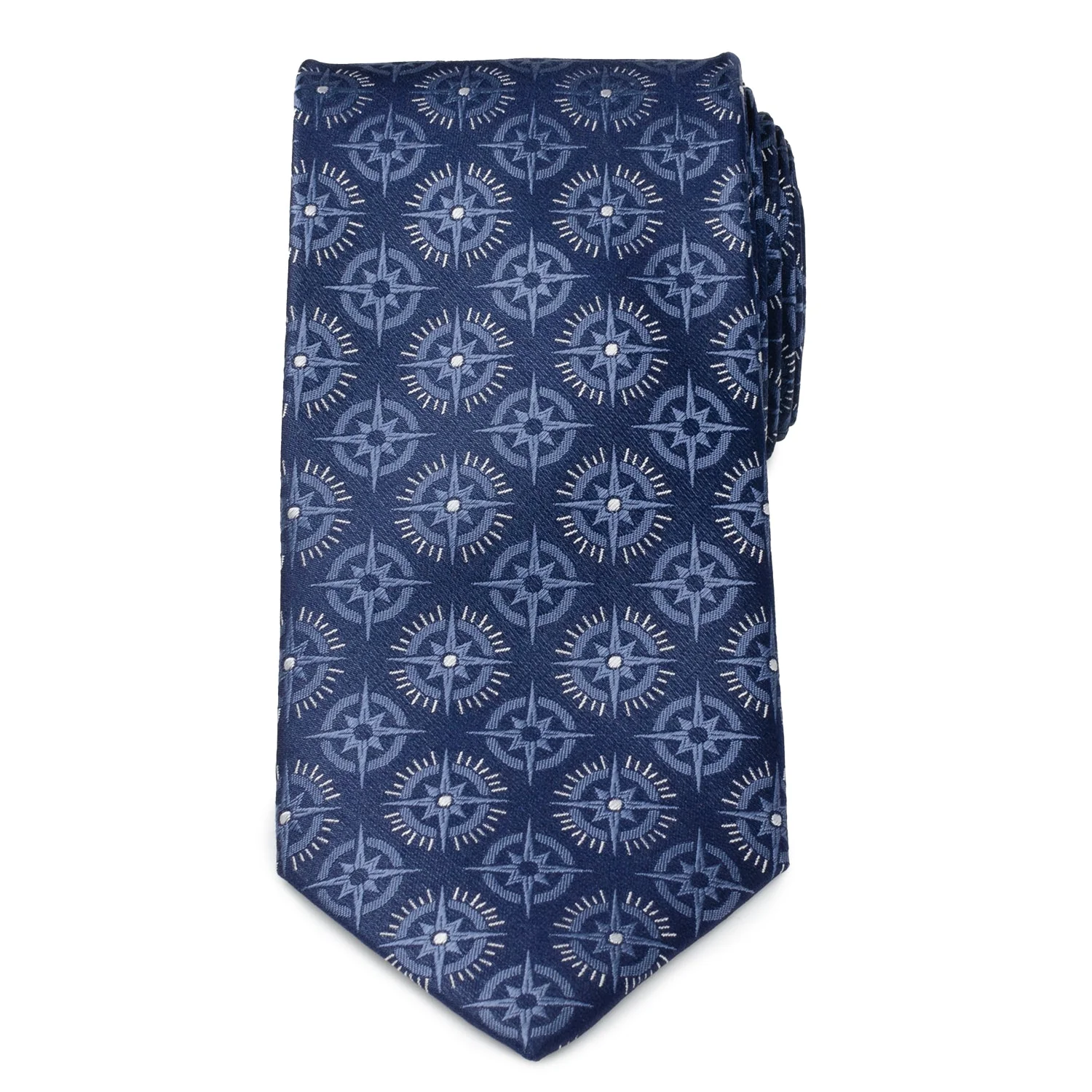 Compass Hidden Message Navy Blue Men's Tie - Image 4