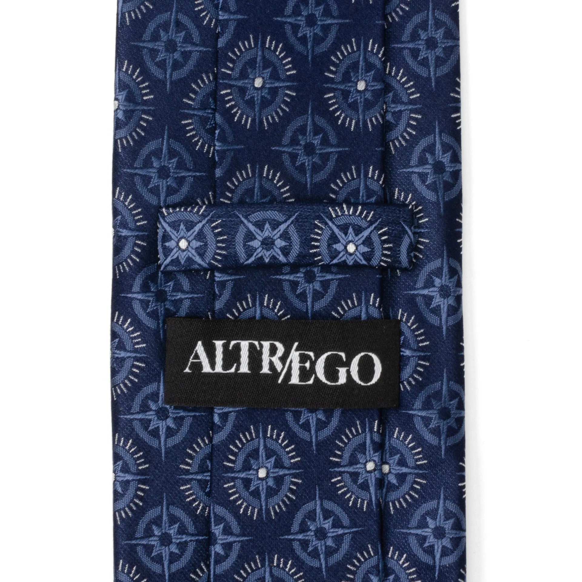 Compass Hidden Message Navy Blue Men's Tie - Image 7