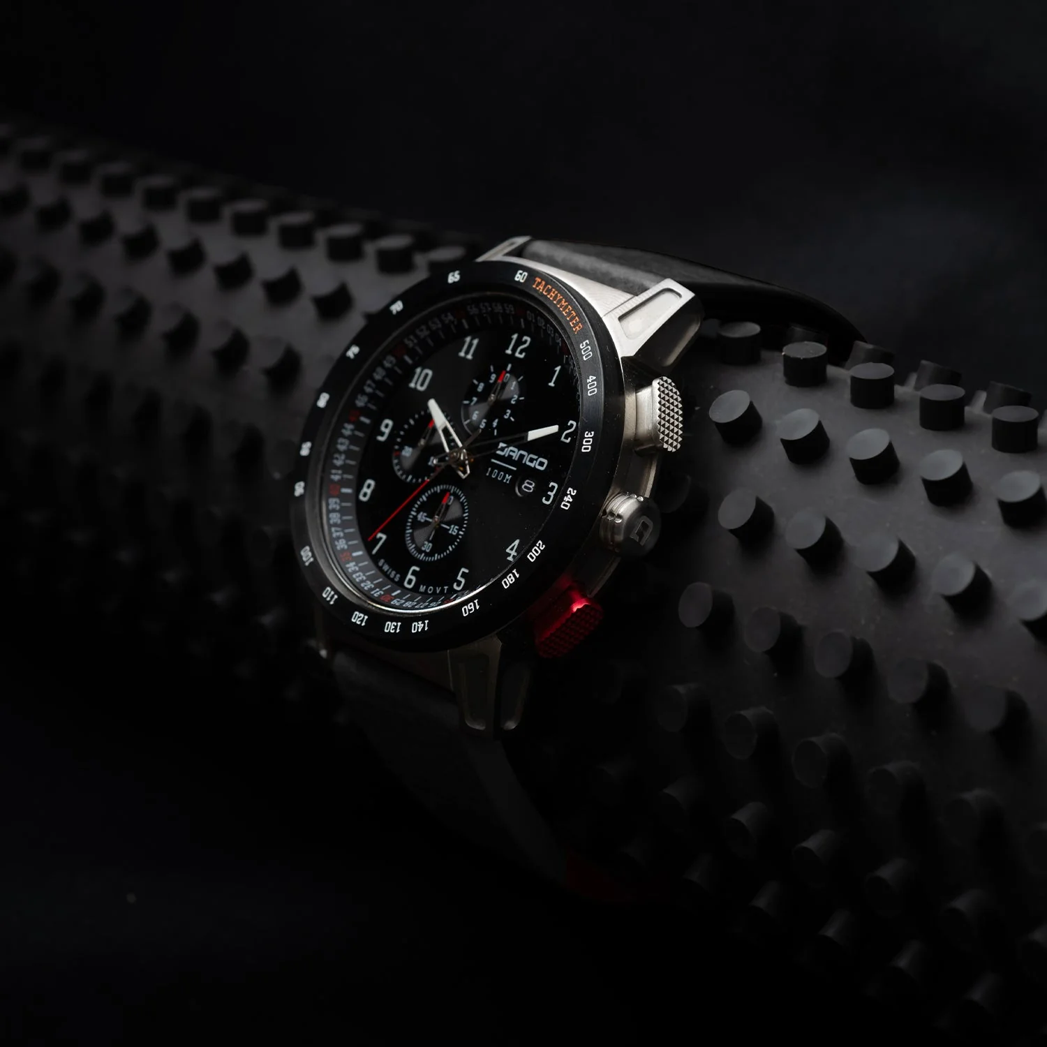 CR-01 - CHRONO WATCH WITH ITALIAN LEATHER STRAP - JET BLACK - Image 7