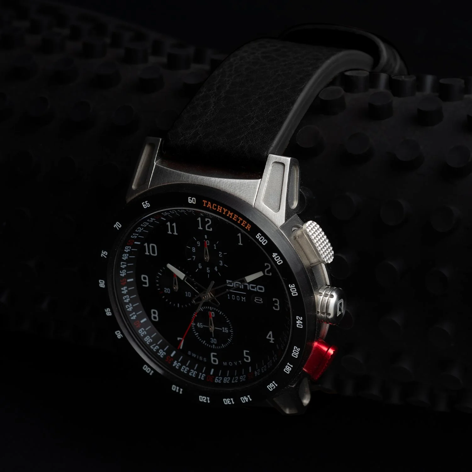CR-01 - CHRONO WATCH WITH ITALIAN LEATHER STRAP - JET BLACK - Image 8
