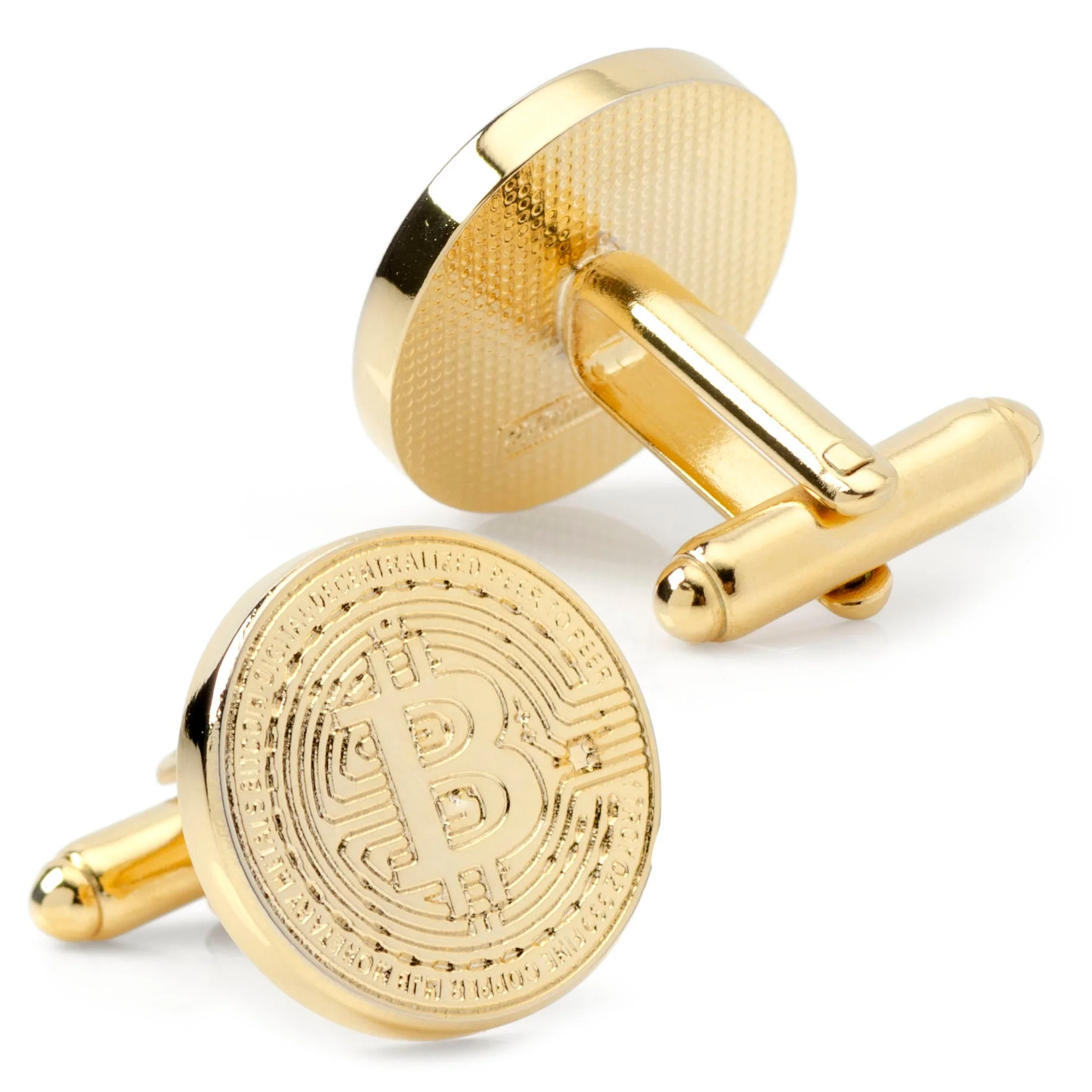 Crypto Bitcoin Debossed Cufflink - Image 2