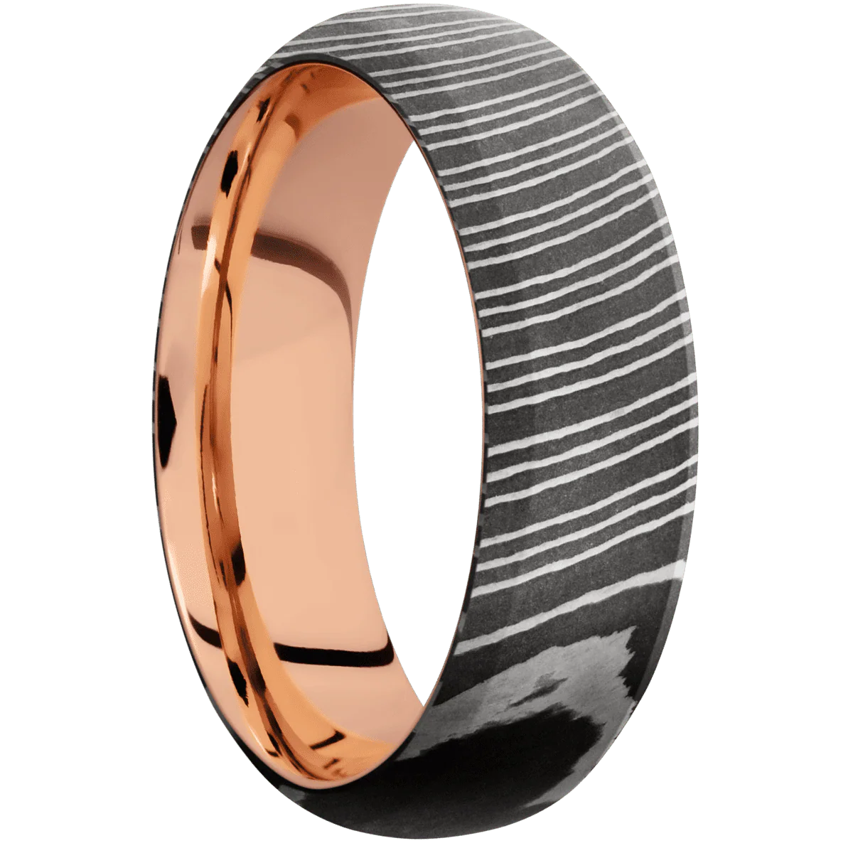 Damascus + Acid Finish + 10K Rose Gold