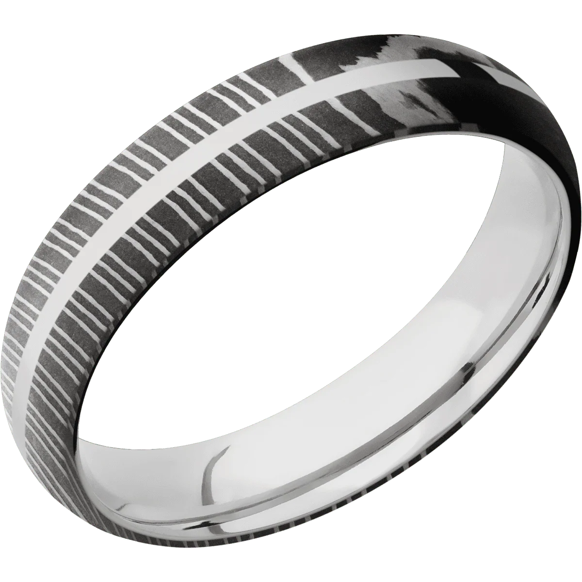 Damascus + Acid Finish + 14K White Gold - Image 2