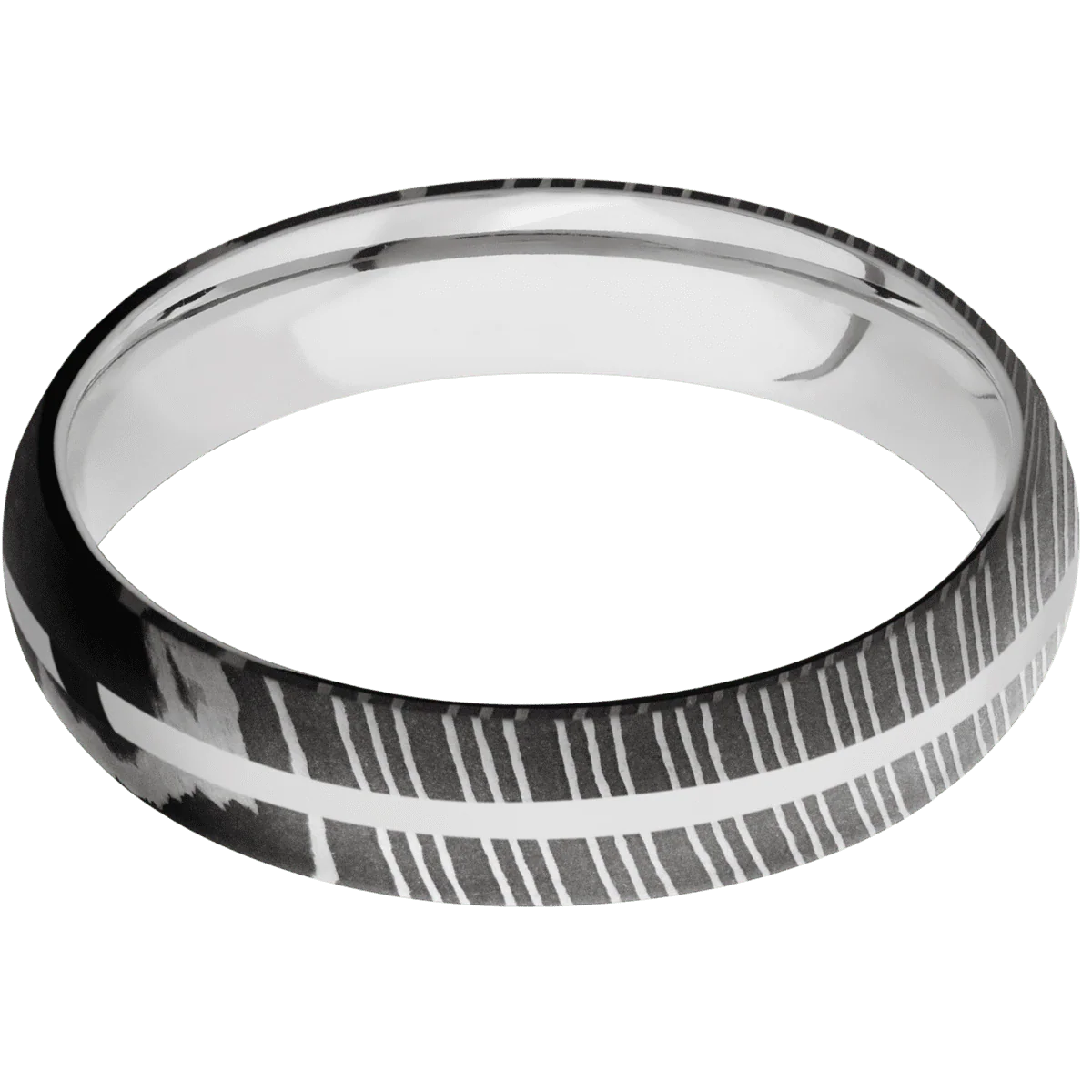 Damascus + Acid Finish + 14K White Gold - Image 3