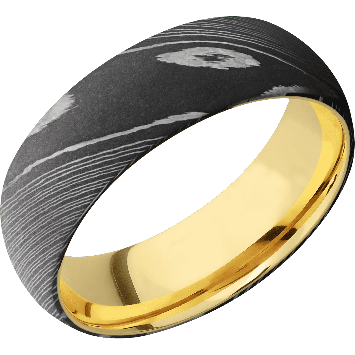 Damascus + Acid Finish + 14K Yellow Gold - Image 2