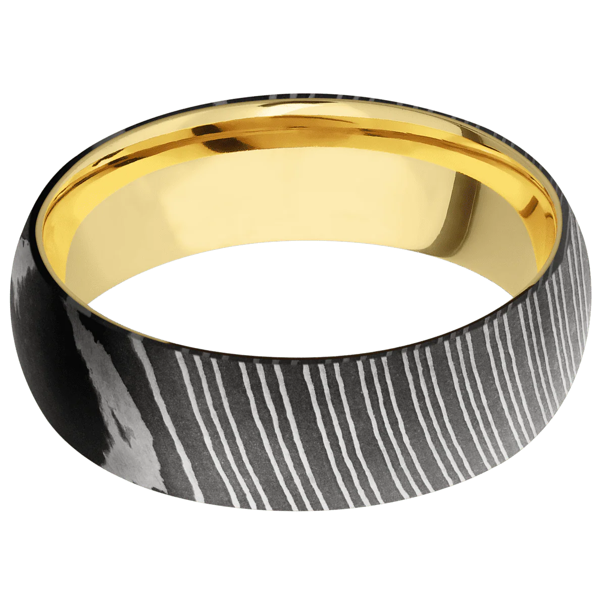 Damascus + Acid Finish + 14K Yellow Gold - Image 3