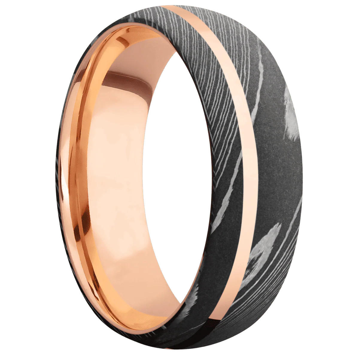 Damascus + Acid Finish + 18K Rose Gold