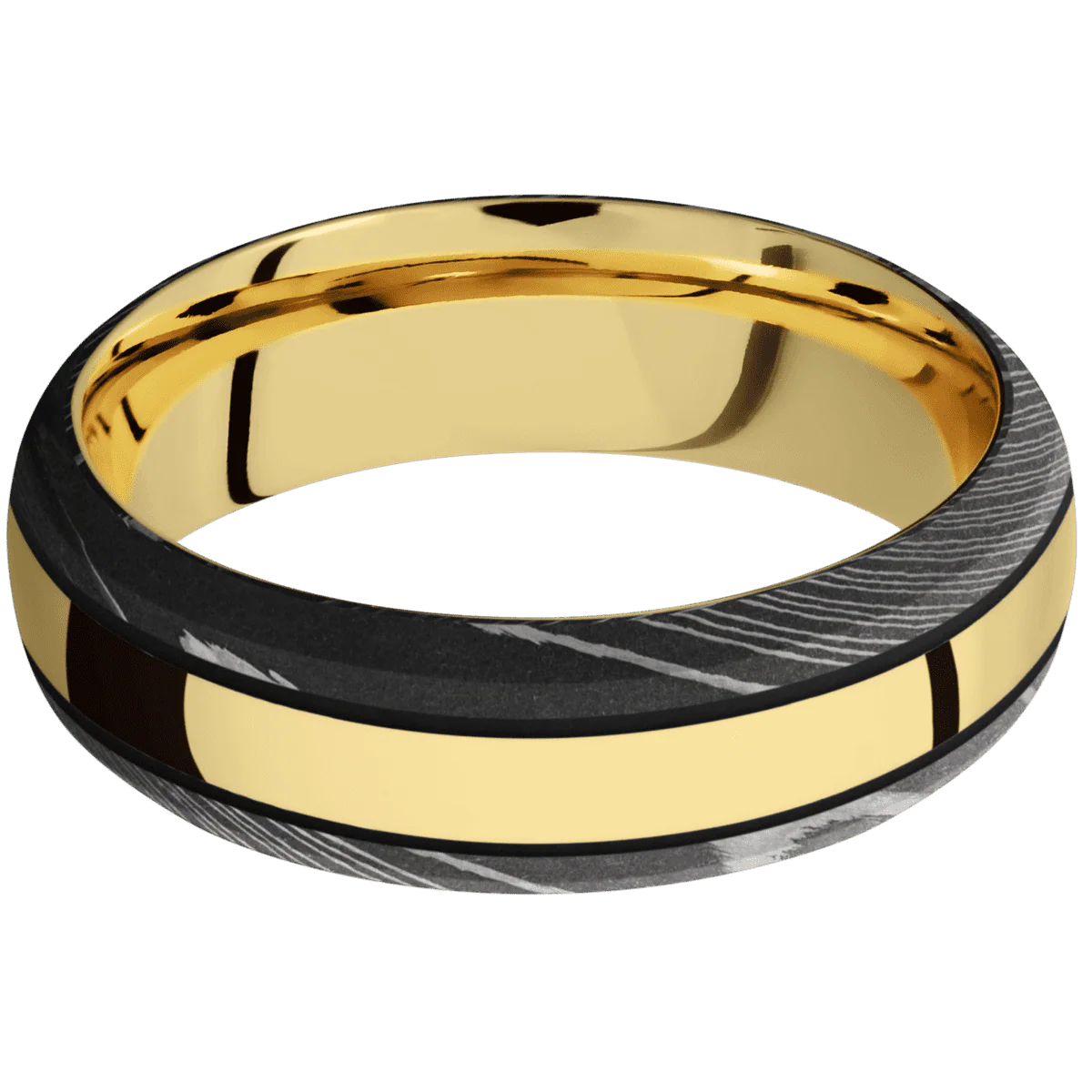 Damascus + Acid Finish + 18K Yellow Gold - Image 3