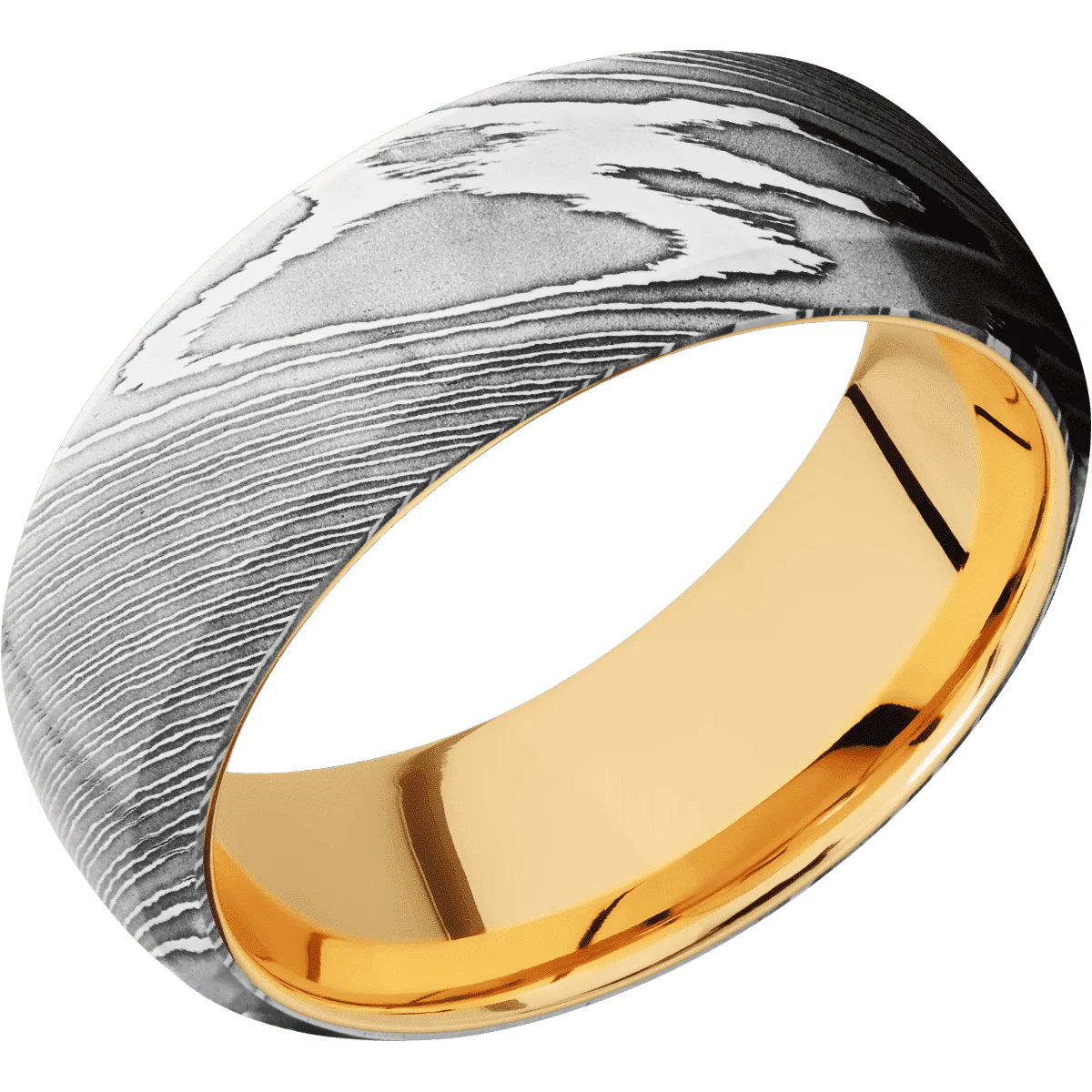 Damascus + Polish Finish + 10K Yellow Gold - Image 2