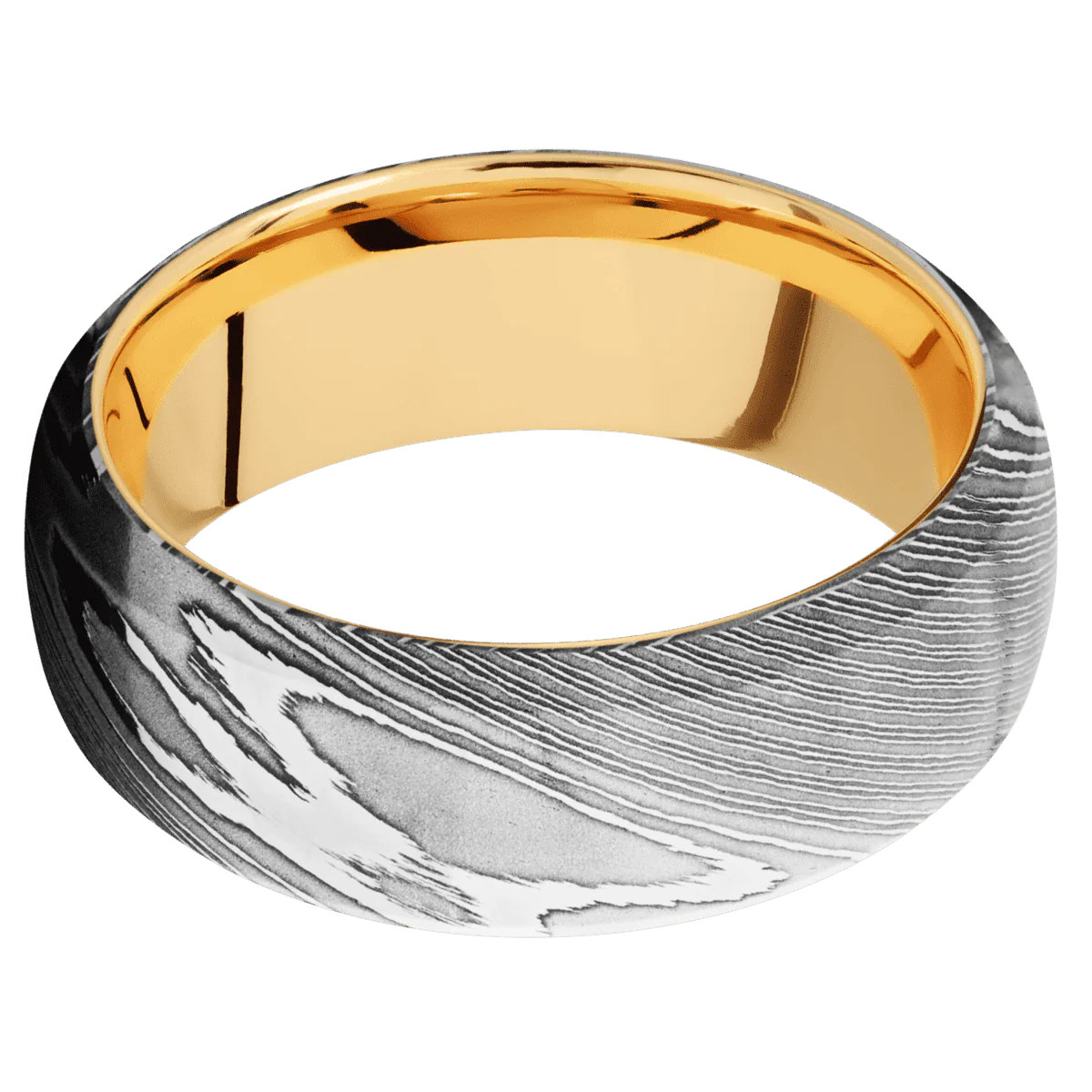 Damascus + Polish Finish + 10K Yellow Gold - Image 3