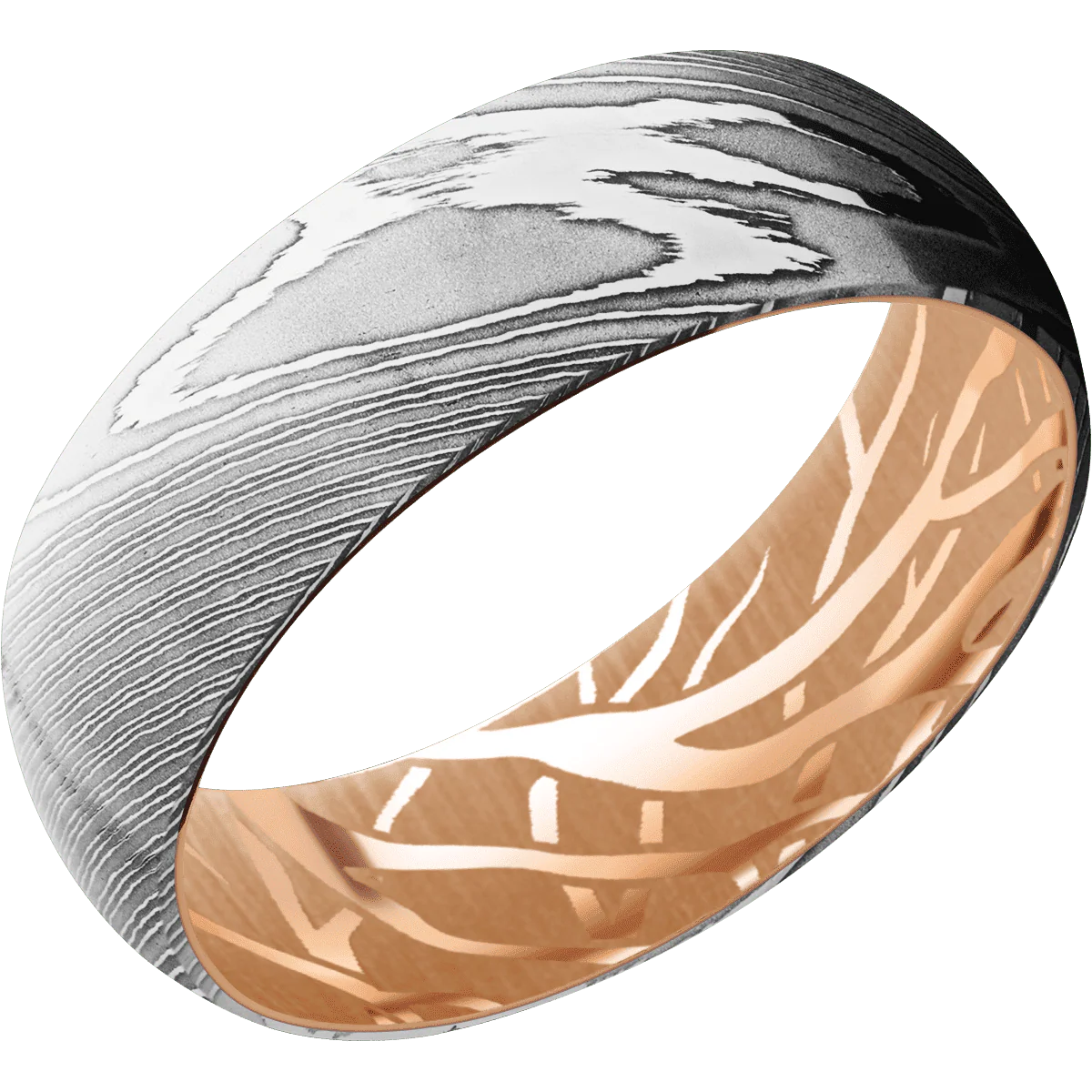 Damascus + Polish Finish + 14K Rose Gold - Image 2