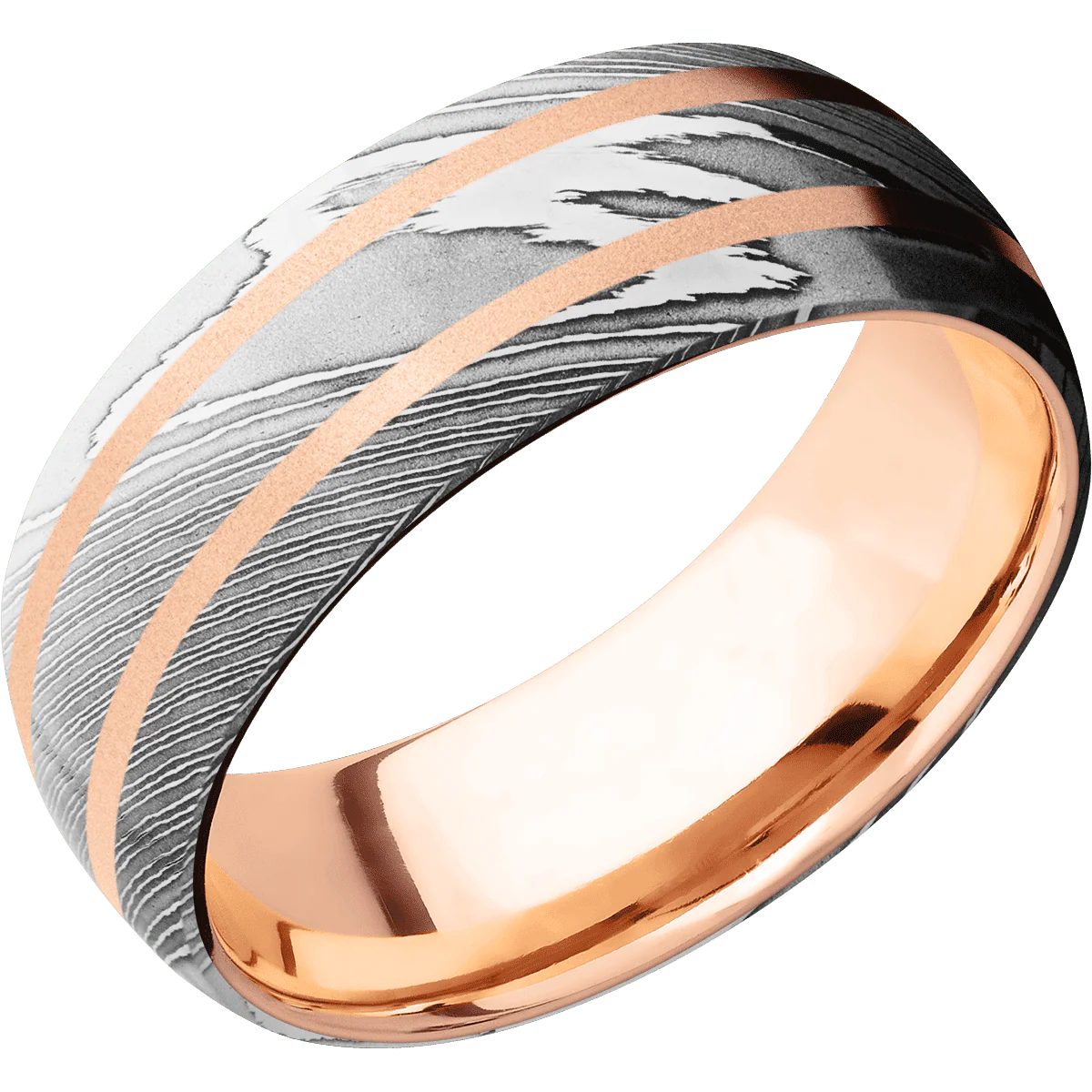 Damascus + Polish Finish + 14K Rose Gold - Image 2